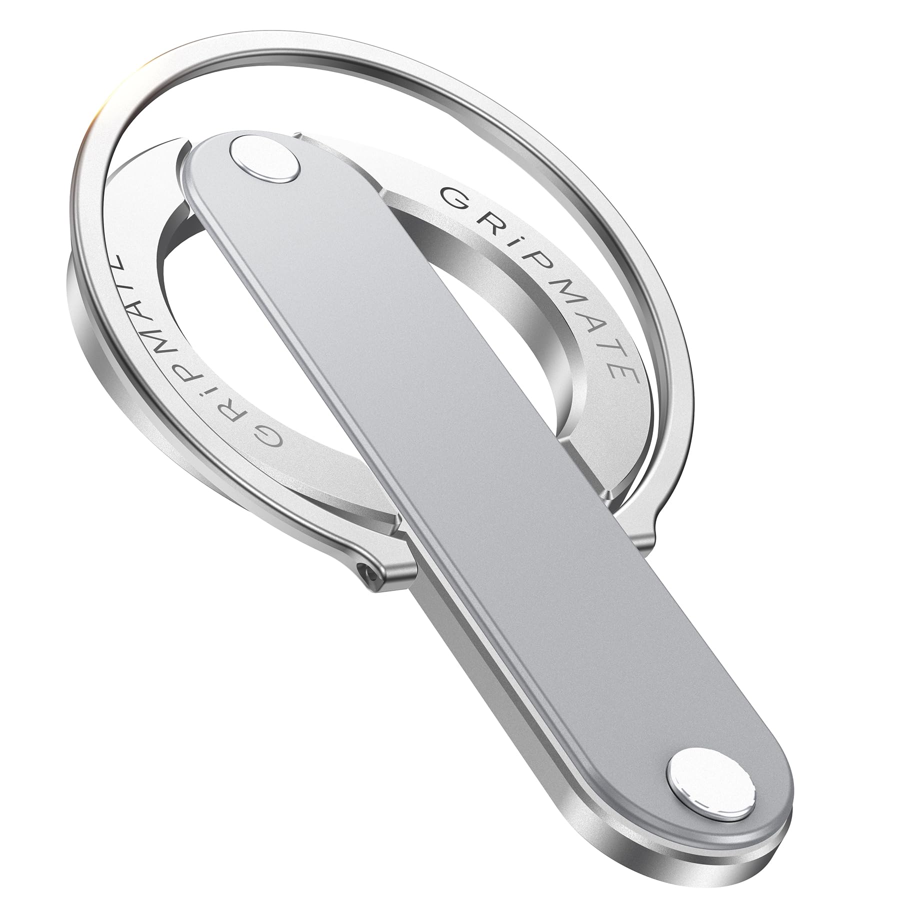 GripMate 両面マグネット magsafe リング iPhone用 リング スマホリング 超強力磁気 マグセーフ リング 横/縦置き バンカーリング マグネット 薄型 指リング MagSafe対応 簡単着脱 角度調整 落下防止 携帯リング 磁石 iPhone17/16/15/14/13/12対応 メタルリング付 シルバー