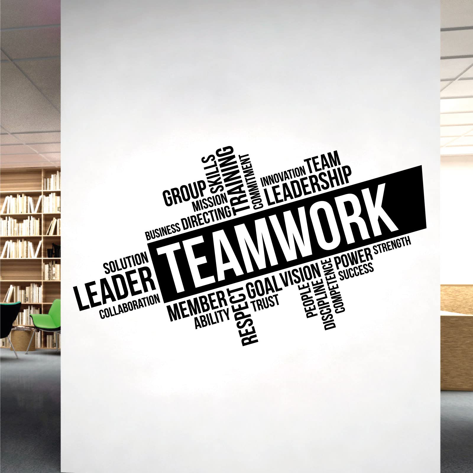 Corporate Wall Art Sticker - Teamwork, Leadership, Training, Skills Goal, Respect... - Company Office, Conference Room [XXLarge] [Black]