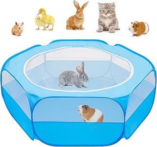 Amakunft Small Animal Pop-Up Playpen with Mesh Cover, 47'' x 23.6'' x 15...