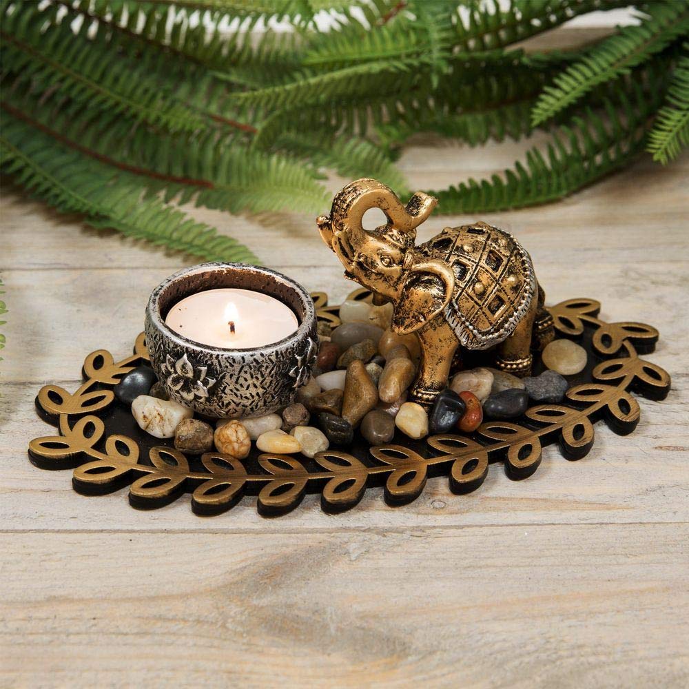 Juliana BRONZE EFFECT ELEPHANT FIGURINE TEALIGHT HOLDER 9CM