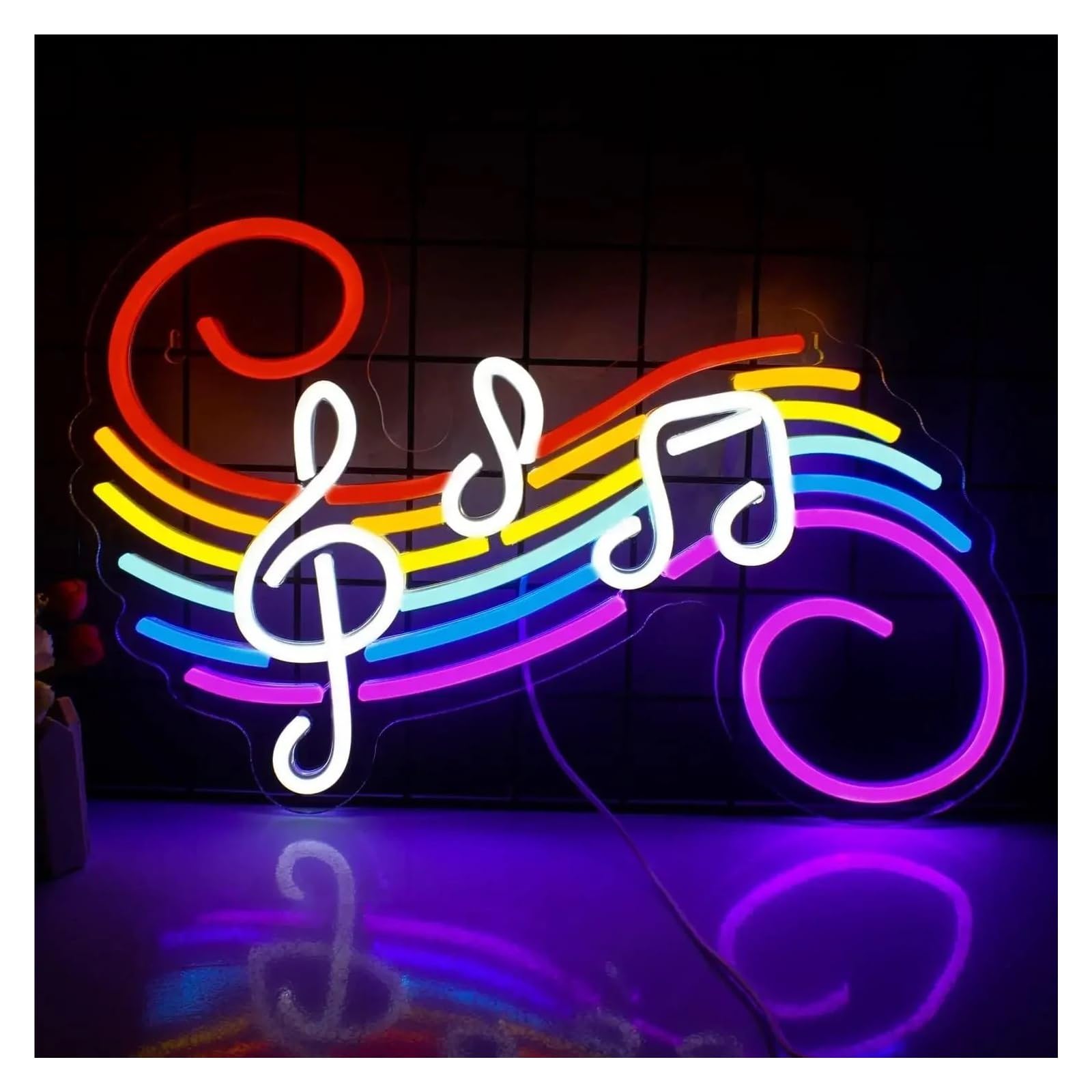 LEMST Signs Lamp Rainbow Note Neon Light Sign Dimmable Neon Sign for Wall Decor Musik Party Club Studio Bar Game Room Decor 27.5x42cm