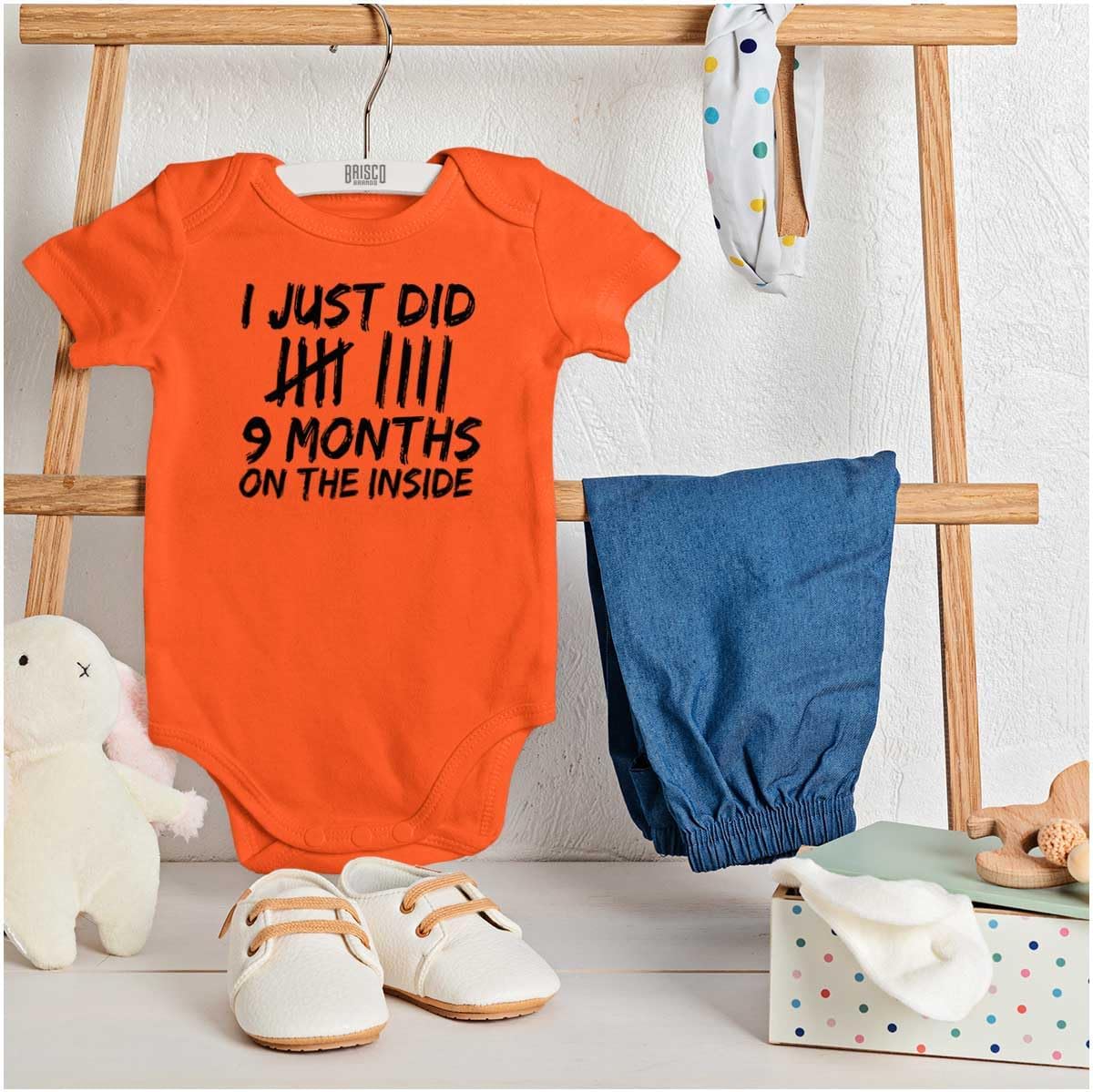 Brisco Brands 9 Months On The Inside Tally Marks Baby Romper Boys or Girls