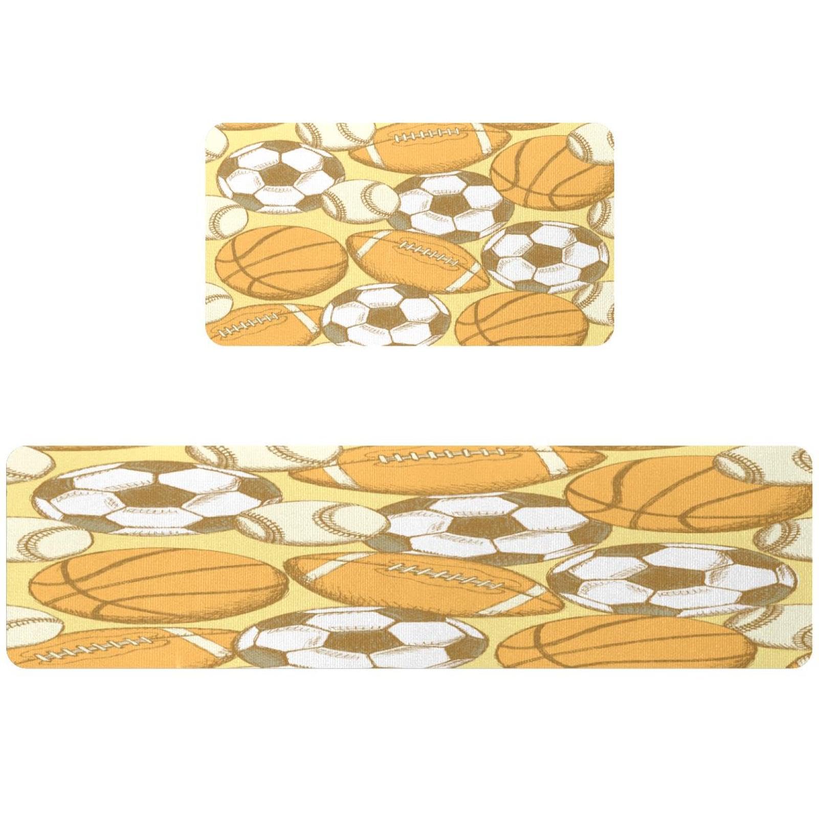 Tapis de cuisine antidérapants et lavables motif baseball lot de 2