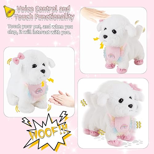 Miniatura 2 de Juguetes para cachorros para niños, perros de juguete que caminan y ladran, juguete de perro para caminar para niños con correa, cachorro de peluche