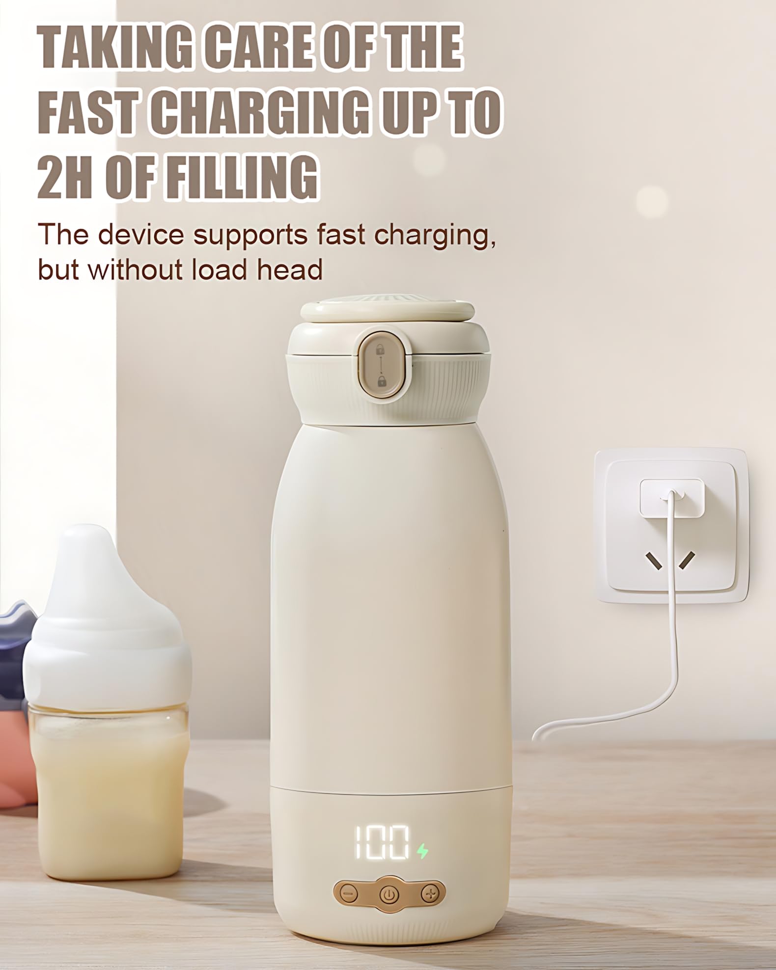 Scaldabiberon portatile, può essere riscaldato, tenuto caldo e sterilizzato, riscaldamento rapido in 3 minuti, grande capacità di 500 ml, grande batteria da 10400 mAh, acqua, latte, latte materno