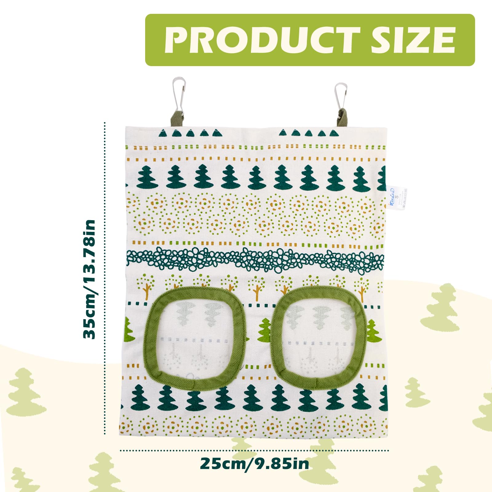 Torba na karmnik do siana z nadrukiem alpaki (25 x 28 cm, 200 g) – wisząca torba na siano z 2 otworami dla królików, świnek morskich i małych zwierząt domowych