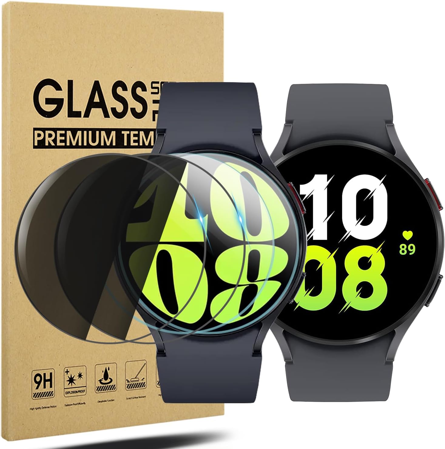 Diruite 4 Pack Schermbeschermer voor Samsung Galaxy Watch 8 40mm Gehard Glas, Anti-kras HD