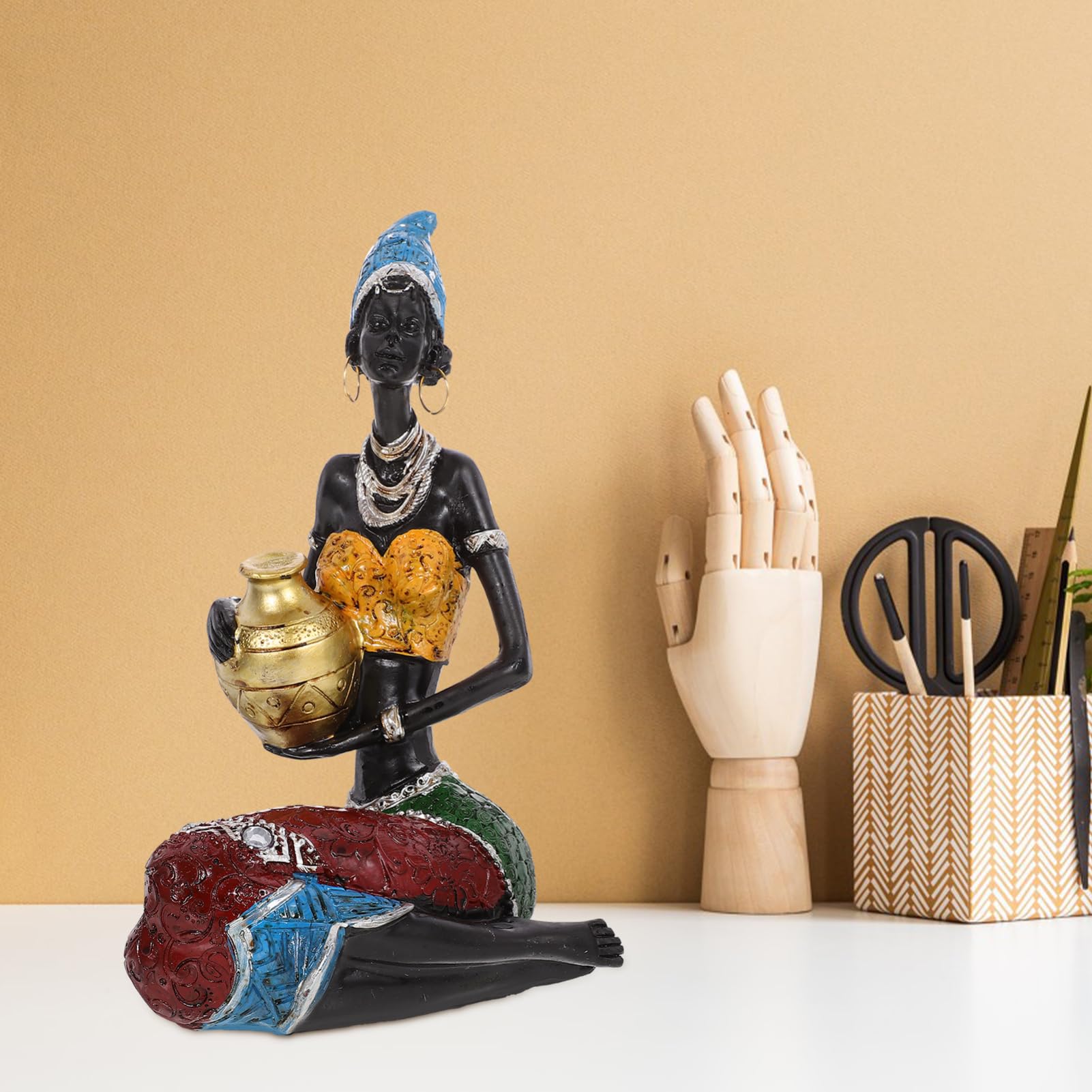 Personajes Africanos De Resina Escultura De Mujer Africana Decoración Artesanal para Hogar Sala De Estar Dormitorio Obsequio De San Valentín Figura De Escritorio
