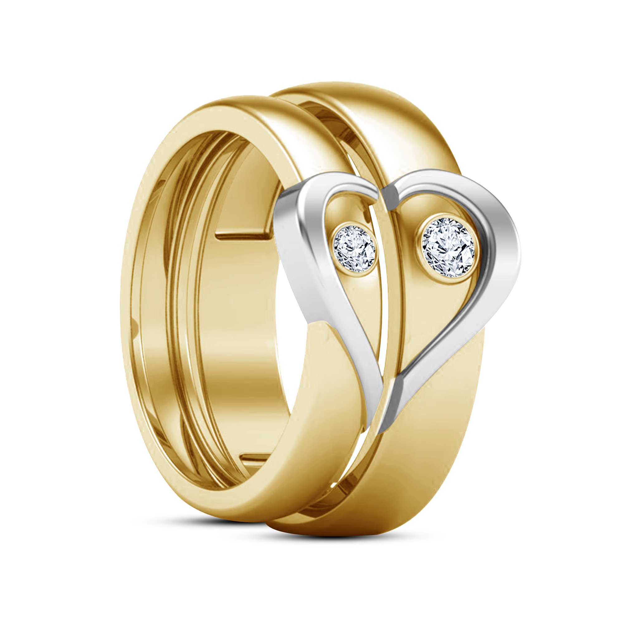 Anopchand Tilokchand Jewellers Round Cut Cubic Zirconia Diamond 14K White Yellow Gold Over 925 Sterling Silver White Solitaire Elegant Couple Heart Engagement Wedding Ring (B0114BXKB4) Amazon Price History, Amazon Price Tracker