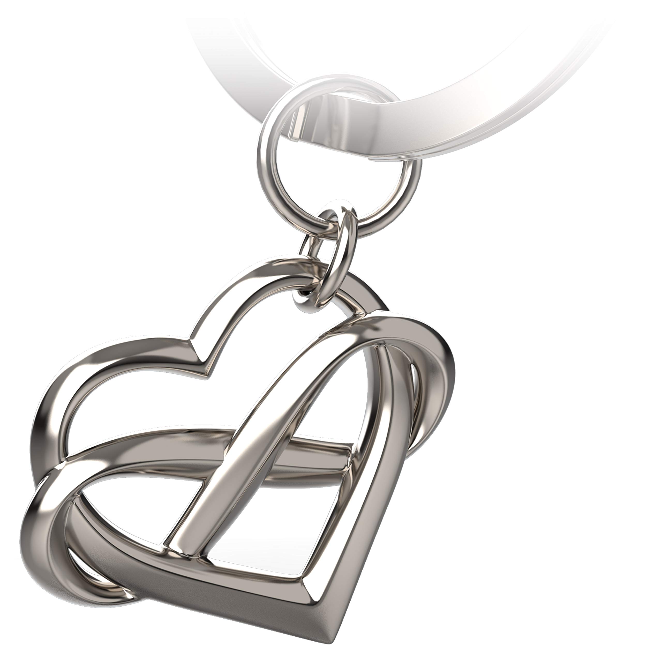 Fabach Silver Heart Keyring With Infinity Sign "Infinite Love" - Infinity Pendant With Heart For Girlfriend, Boyfriend, Couples - Partner Lucky Charm - I Love You Forever, (Silver) - Fb_infilov_s