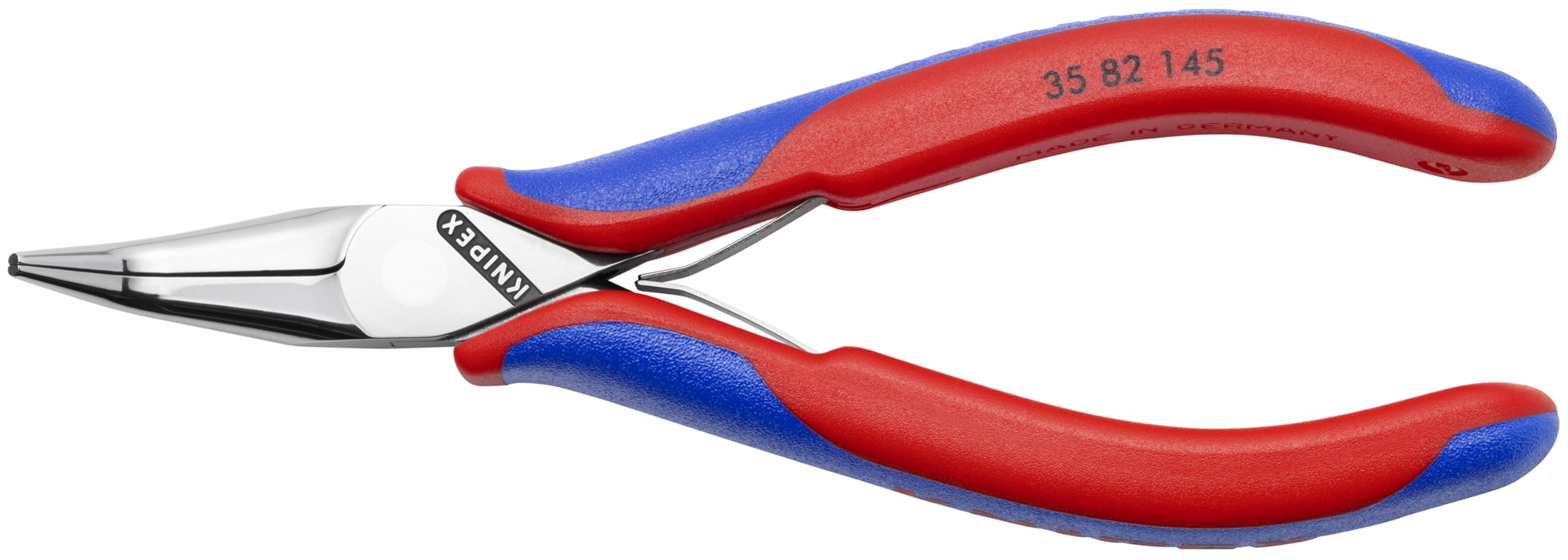 KNIPEX Werkzeuge - Elektronikzange, halbrunde Spitzen, 45 Grad abgewinkelt, Mehrkomponenten (3582145), 5,75