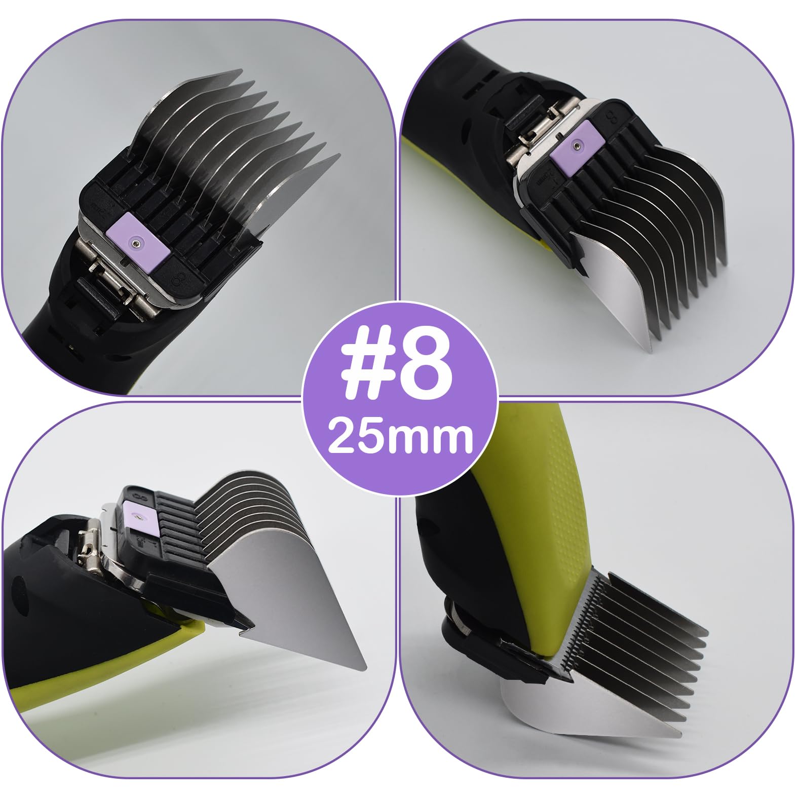Peignes Guides Professionnels en Acier Inoxydable Type A5 16/19/22/25mm 5/8" 3/4" 7/8" 1" Compatibles Wahl KM2/5/10 Andis AG/BG Oster A5/A6