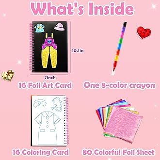 FUNNYB&G Foil Art Crafts for Kids Ages 4-8: Valentines Crafts for Kids 2026,Birthday Gift for Girls,Art and Crafts Supplies,Party Favors,Creative Toys for Girls Boys 4 5 6 7 8 9 Years Old(Dress Up)