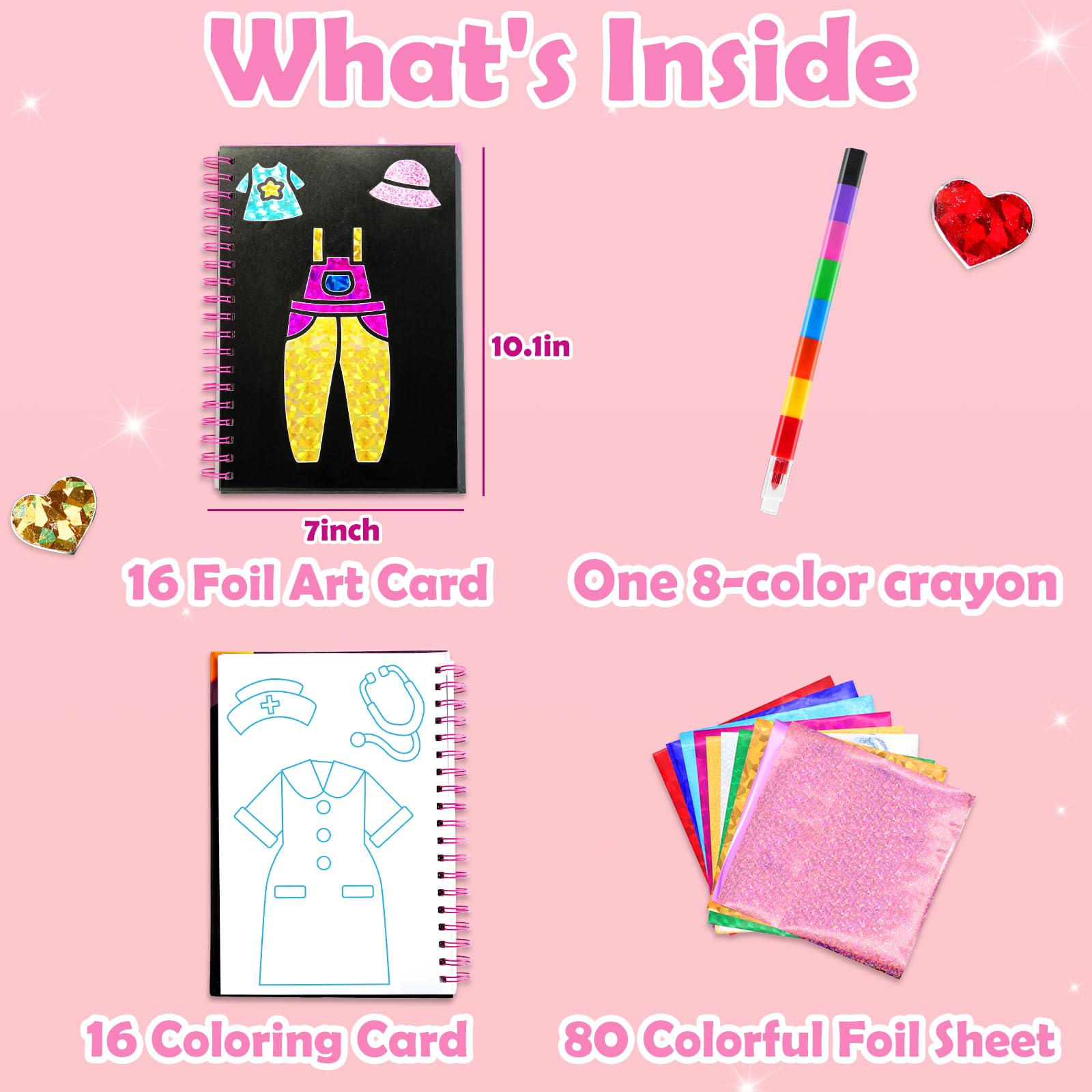 FUNNYB&G Foil Art Crafts for Kids Ages 4-8: Valentines Crafts for Kids 2026,Birthday Gift for Girls,Art and Crafts Supplies,Party Favors,Creative Toys for Girls Boys 4 5 6 7 8 9 Years Old(Dress Up)