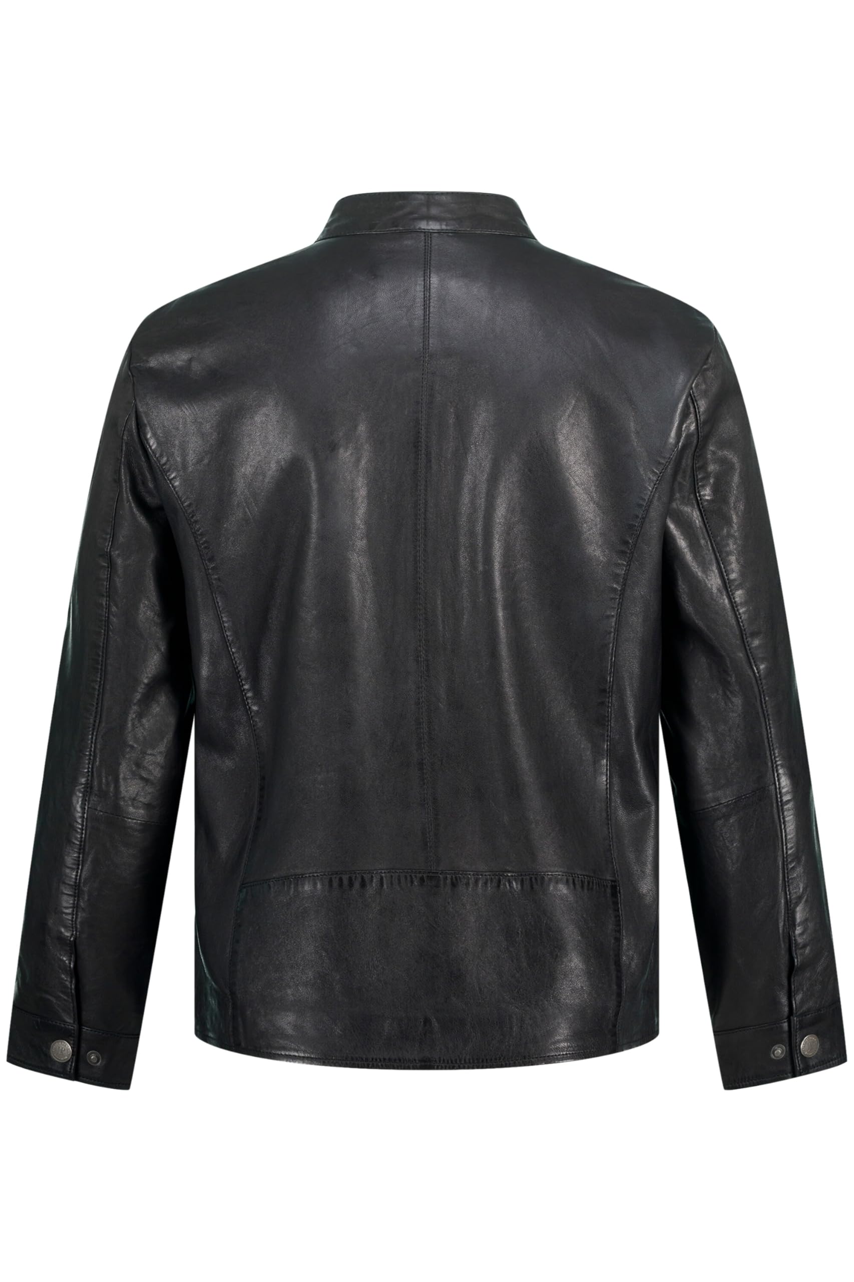 JP 1880 Chaqueta de Cuero, Estilo Motero, Cuello alzado, Cremallera 815880