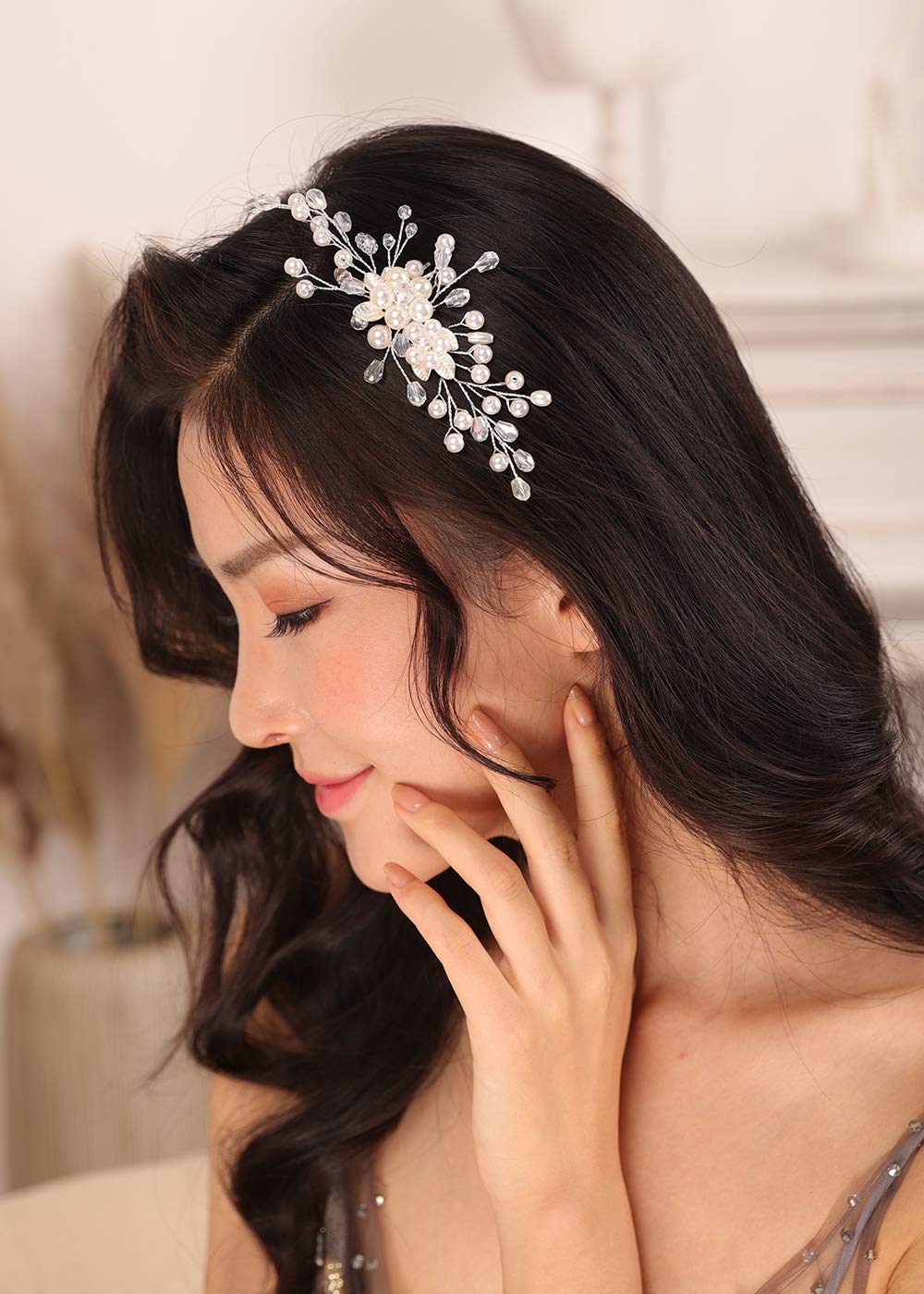 Kercisbeauty Haarkamm – Handgefertigt Mit Goldfarbenen Blättern & Schwarzen Perlen, Für Hochzeit & Festliche Anlässe