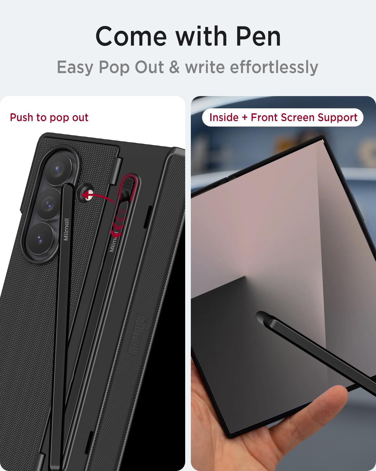 Miimall Funda Anti Espia para Samsung Galaxy Z Fold 7 con S Pen, [Protector de Pantalla Privacidad] Protección Bisagra Funda Fold 7 con Soporte, Antigolpes Grado Militar 360 Carcasa para Fold7, Negro