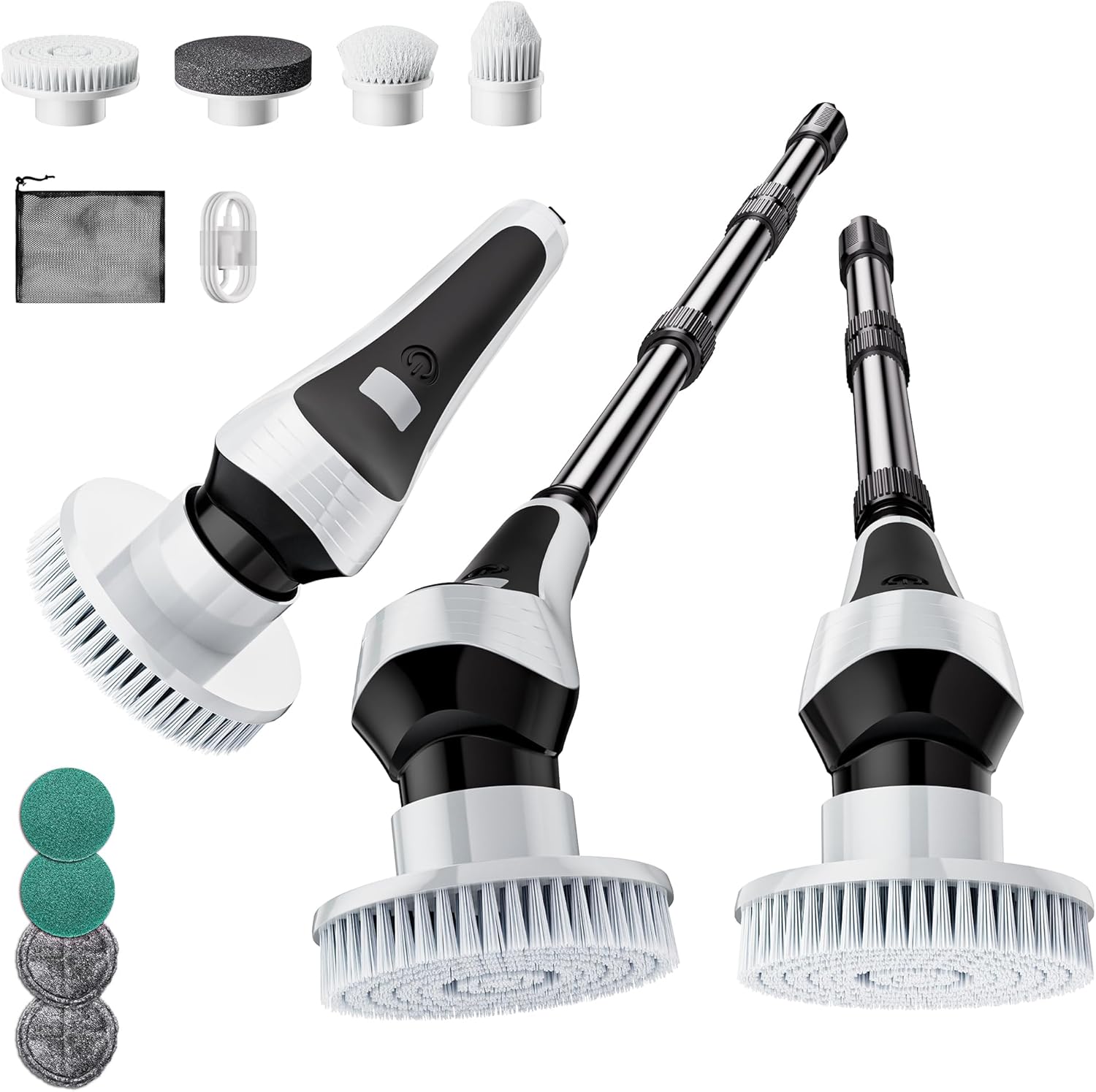 Electric Spin Scrubber,Cordless Cleaning Brush with Power Display Screen,IP68 Waterproof Shower Cleaning Brush with 8 Replaceable Brush Heads,Adjustable & Detachable Handle and 2 Adjustable Speeds Electric Spin Scrubber,Cordless Cleaning Brush with Power Display Screen,IP68 Waterproof Shower Cleaning Brush with 8 Replaceable Brush Heads,Adjustable & Detachable Handle and 2 Adjustable Speeds