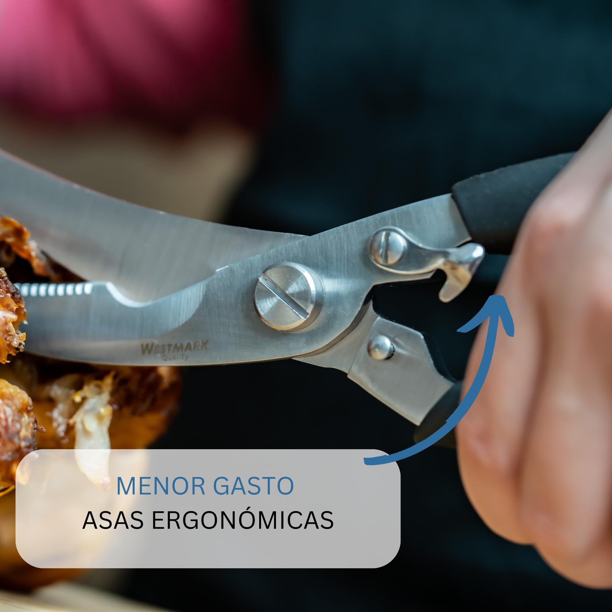 Westmark Set de Acero Inoxidable para Aves, 1x Tijeras para Aves, 1 x exprimidor para Asar & Hilo de Cocina 60m, para Catering o en casa (Negro/ 3 Piezas)