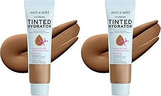 wet n wild Bare Focus Tinted Hydrator Matte Finish, Deep | Oil-Free | Moisturizing Makeup | Hyaluronic Acid | Sheer To Medium Coverage (Pack of 2)