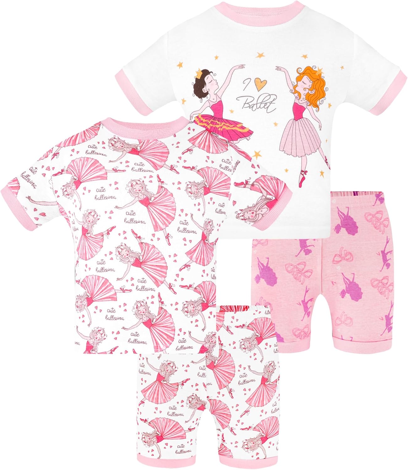 DAUGHTER QUEEN Girls Summer Pajamas Set 4 Pieces 100% Cotton Sleepwear Size 18 Months-12 Years - Image 8