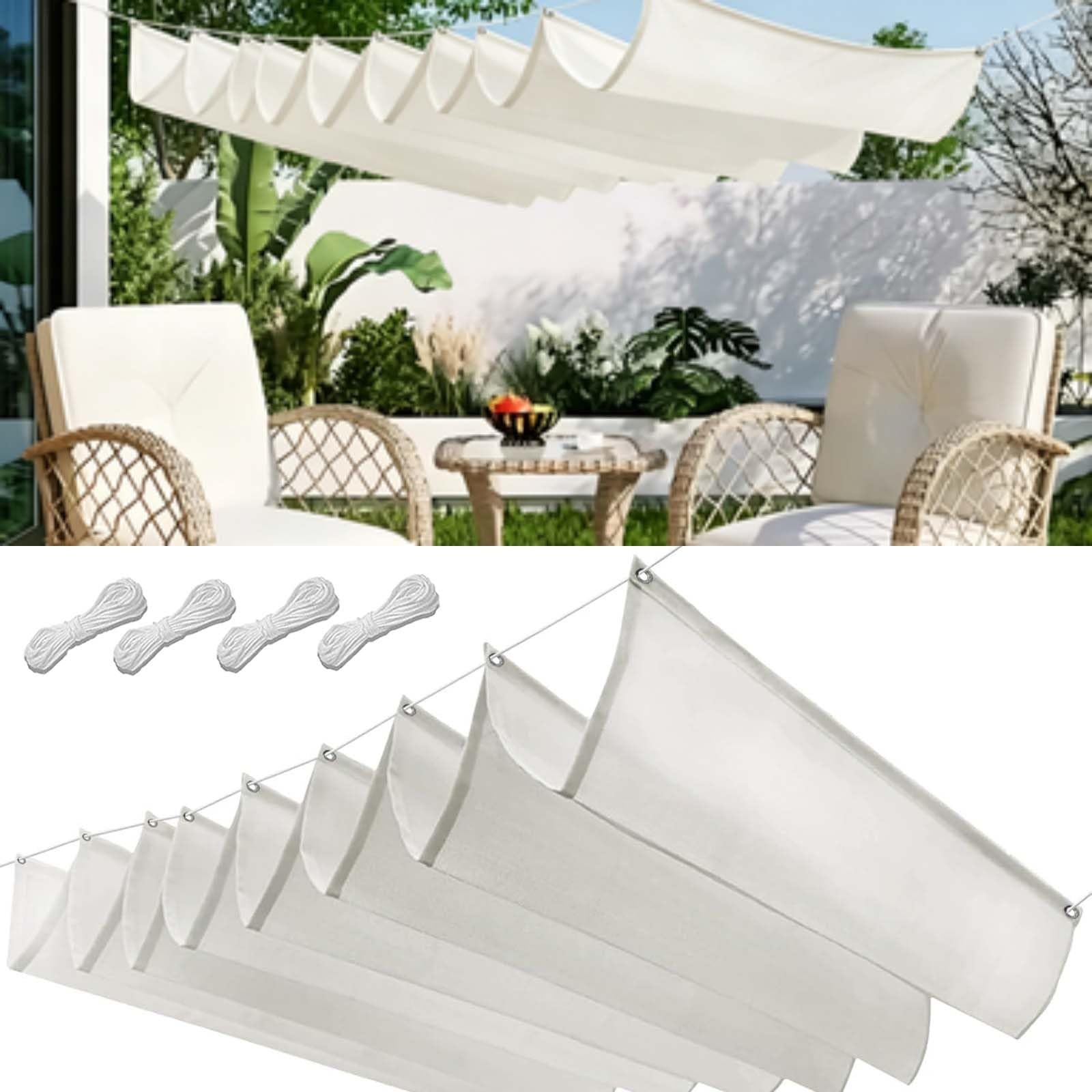 Toldo retráctil 90x340 cm blanco impermeable para exterior y terraza
