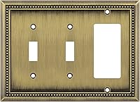 Vista 117 de Henne Bery Sunken Pearls - Placa de pared decorativa resistente para interruptor, cubierta para tomacorrientes (doble dúplex, níquel satinado)