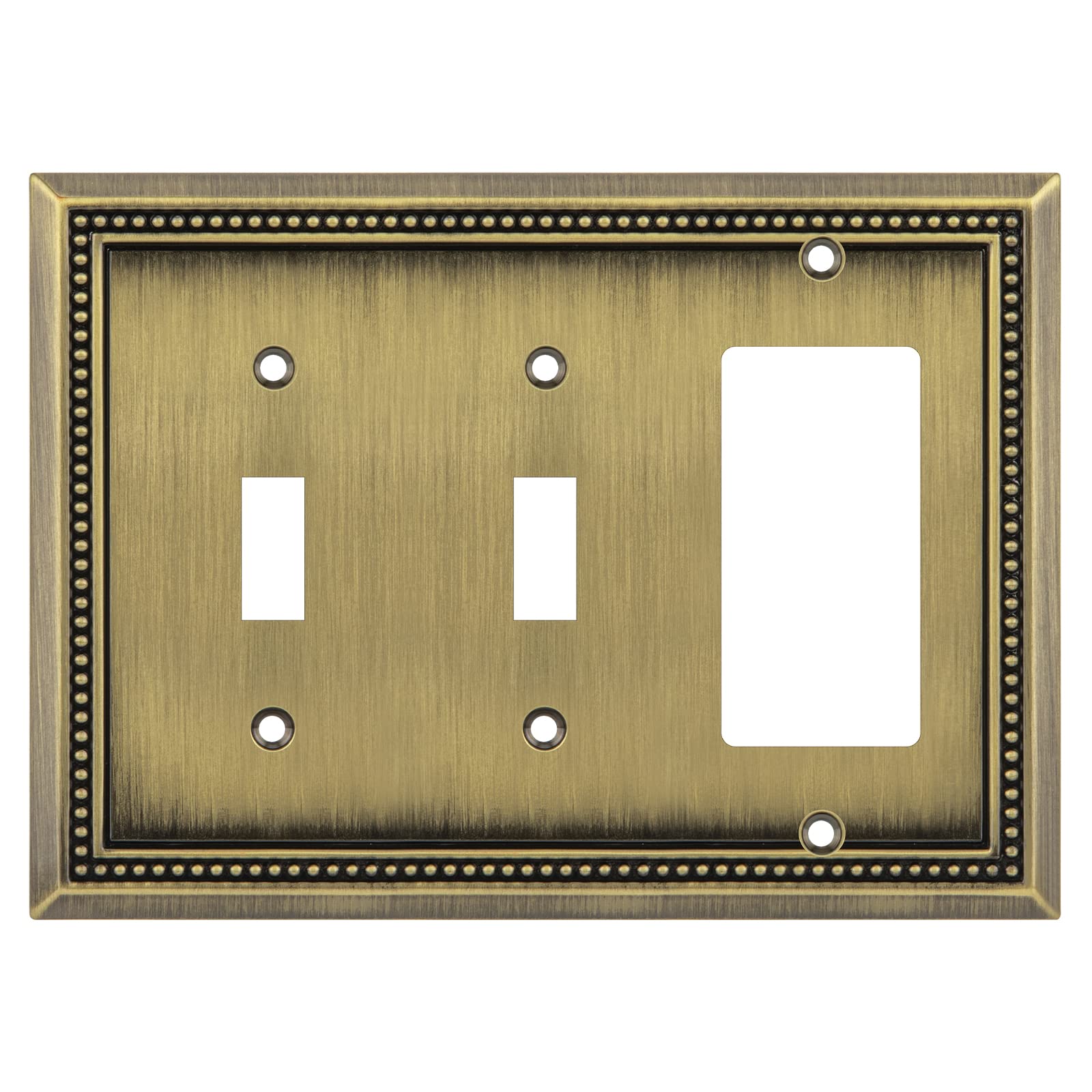 Henne Bery Sunken Pearls Heavy Duty Decorative Wall Plate Switch Plate Outlet Cover (Double Toggle/Single Decorator, Antique Brass)
