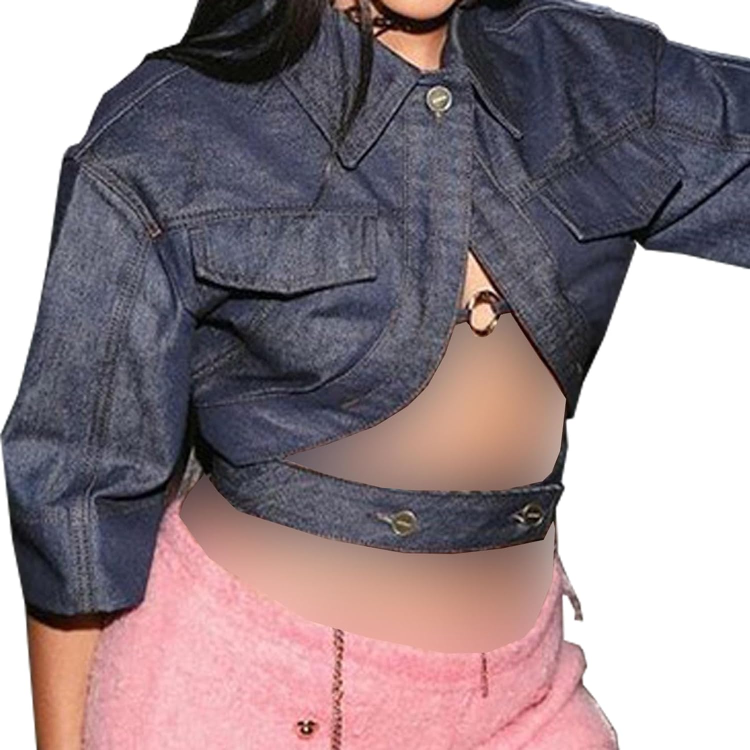 Casual Cropped Jacket Women Fall Fashion Short Sleeve Lace-up Coat Trendy Hollow Out Women's Clothes - Image 2