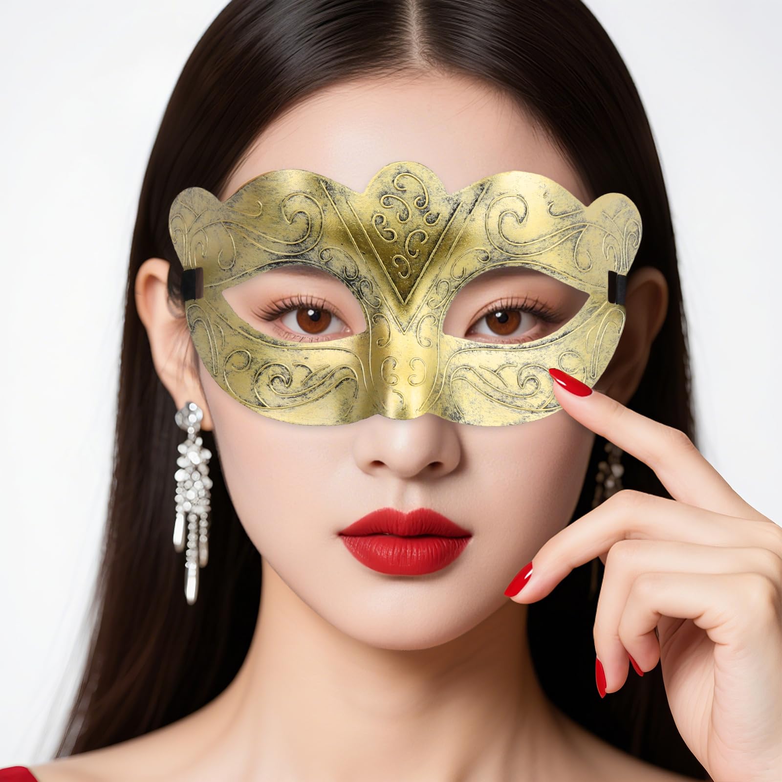 Juego de 50 máscaras venecianas para bailes de máscaras, máscara dorada para fiestas de Mardi Gras para hombres y mujeres, accesorios de decoración de disfraces de bar