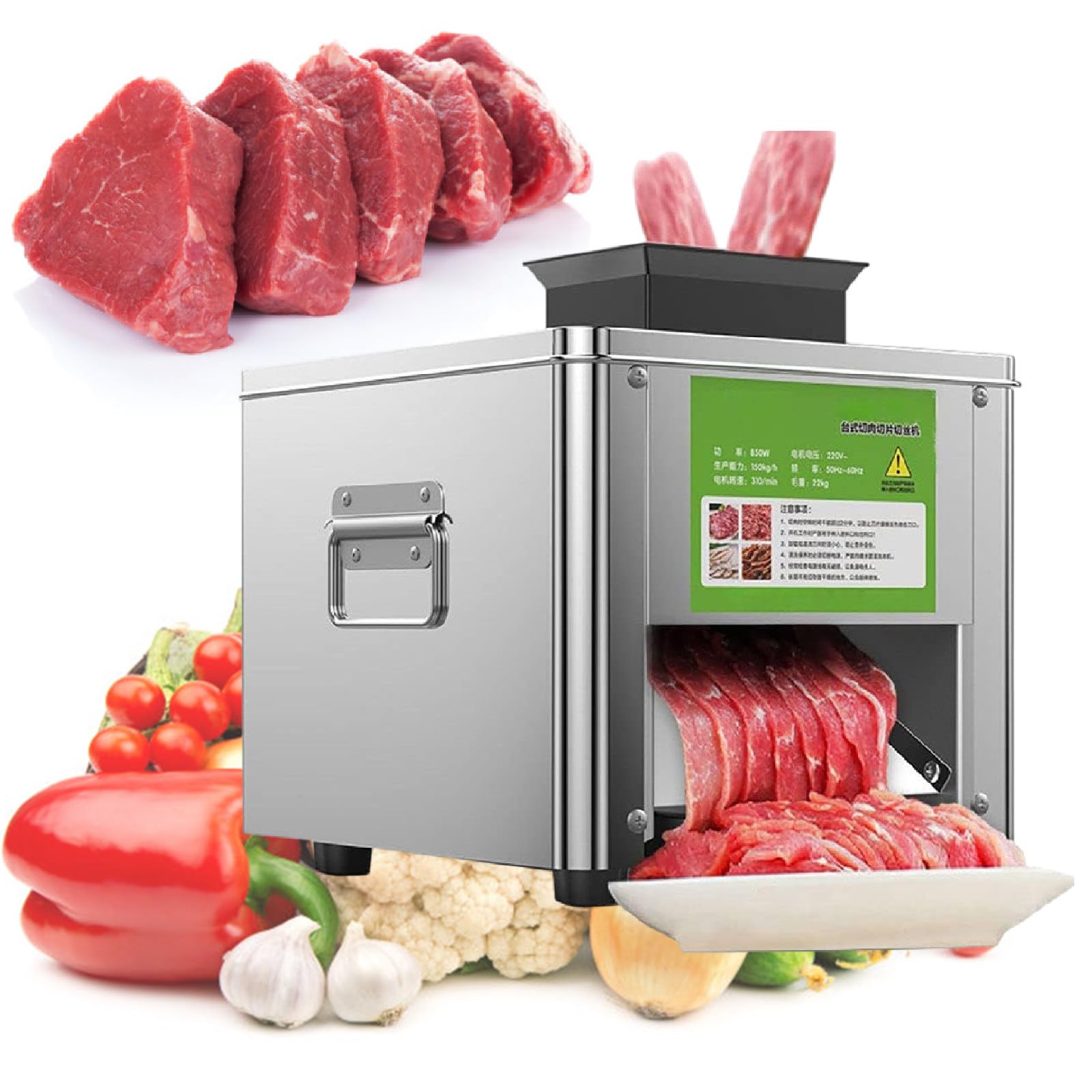 asdchZen 850W Meat Cutters Machine 3.5Mm Electric Meat Slicer Shredded Cutting Machine Stainless Steel, For Boneless Pork Chicken Fish