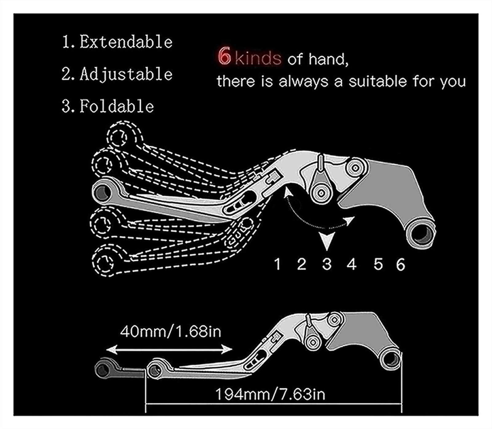 Moto Pieghevole Freno Leve Frizione Manubrio Manopole Per YAMAHA YZF R6 YZFR6 2005-2016 2009 2010 2011 2012 2013 2014 2015 Leva Della Frizione Del Freno (Colore : N)