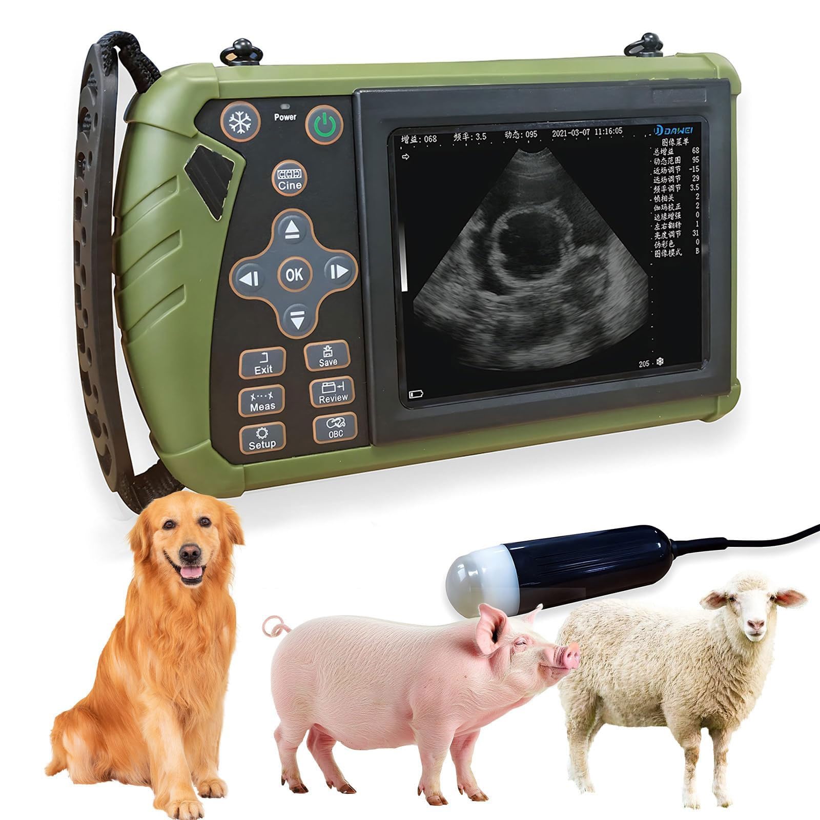 Przenośna maszyna do ultrasonografii weterynaryjnej o wysokiej precyzji przenośny test ciążowy na zwierzęta z wodoodporną sondą 3,5 MHz dla bydła, konia, świń, owiec