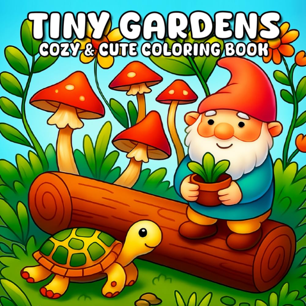 Tiny Gardens: Cozy & Cute Coloring Book: Comfy Coloring Book for Adults and Teens Featuring Adorable Characters & Cozy Garden Scenes (Bold & Easy for Stress Relief and Relaxation)