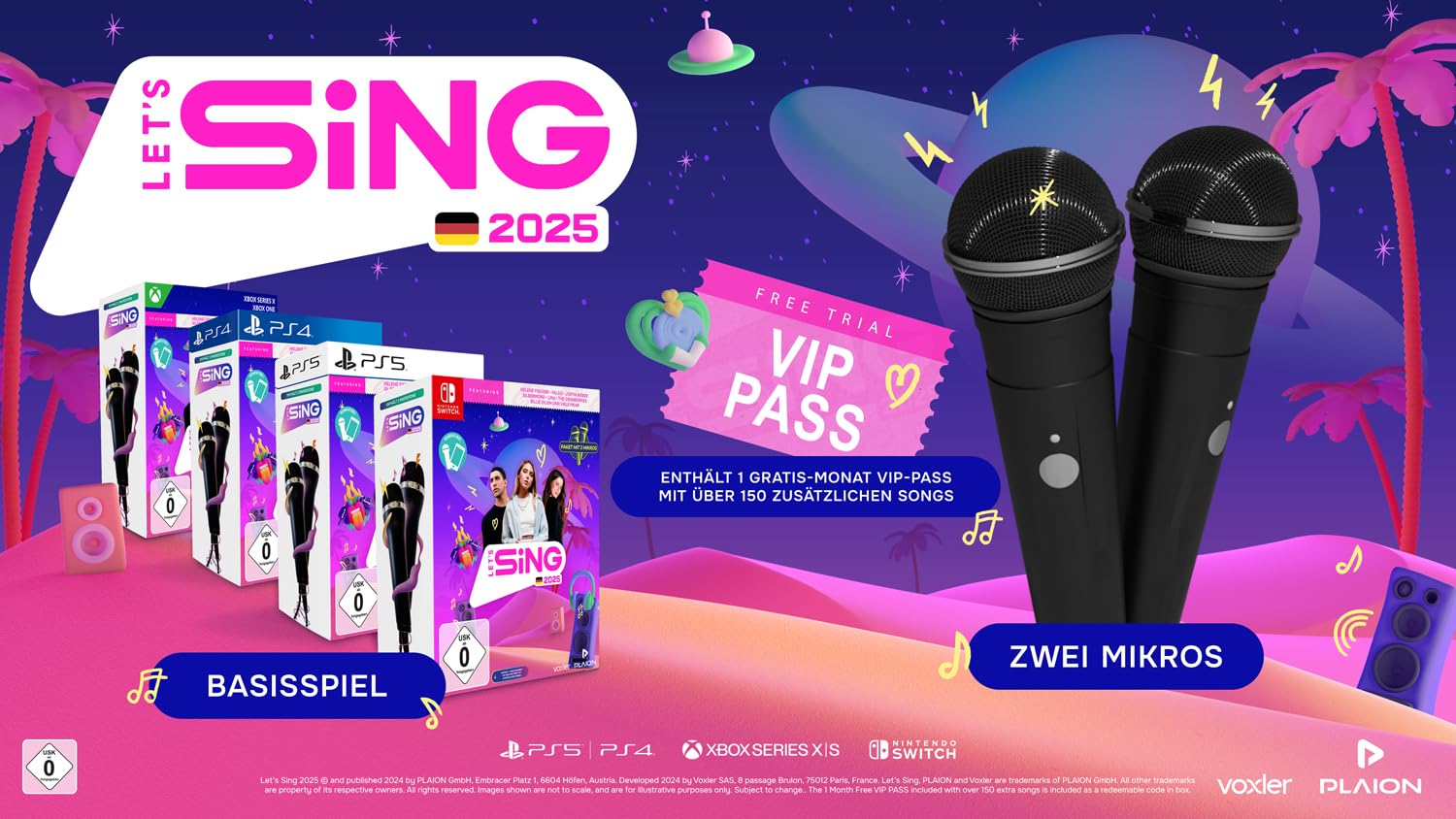 PLAION Let's Sing 2025 Versione Tedesca (+ 2 Mic) (Nintendo Switch)