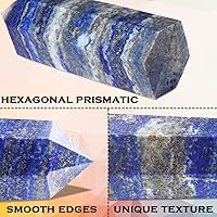 Vista 3 de CASMON Varitas de cristal curativo grandes de 3.9-4.3 pulgadas (3.9-4.3 in), piedra de torre de cristal de obelisco de lapislázuli azul natural, 6