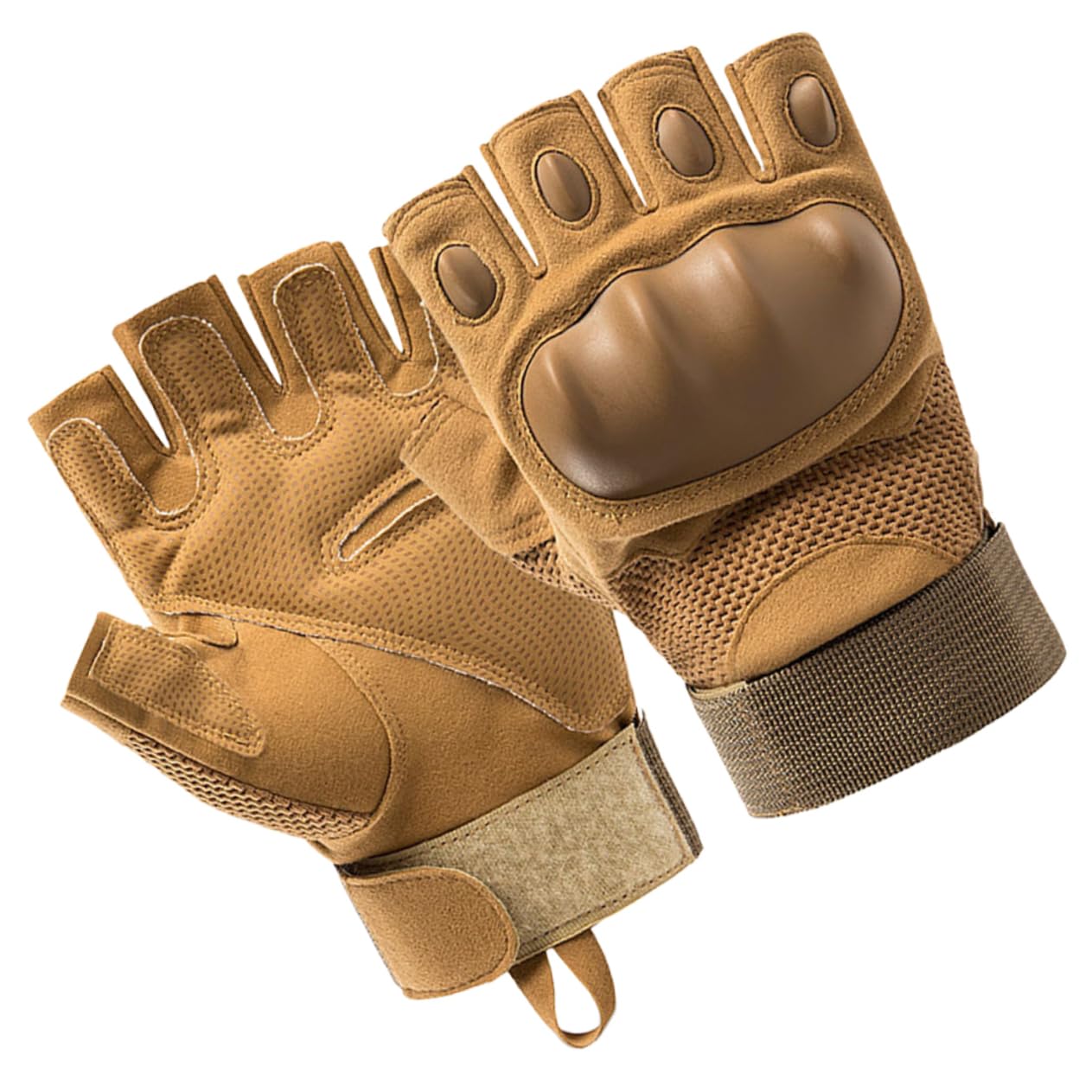 WHAMVOX 1Pair Half Finger Non Slip Cycling Gloves for Men Women Wear Resistant Outdoor Mountaineering Protection Breathable Fitness Mitts Khaki