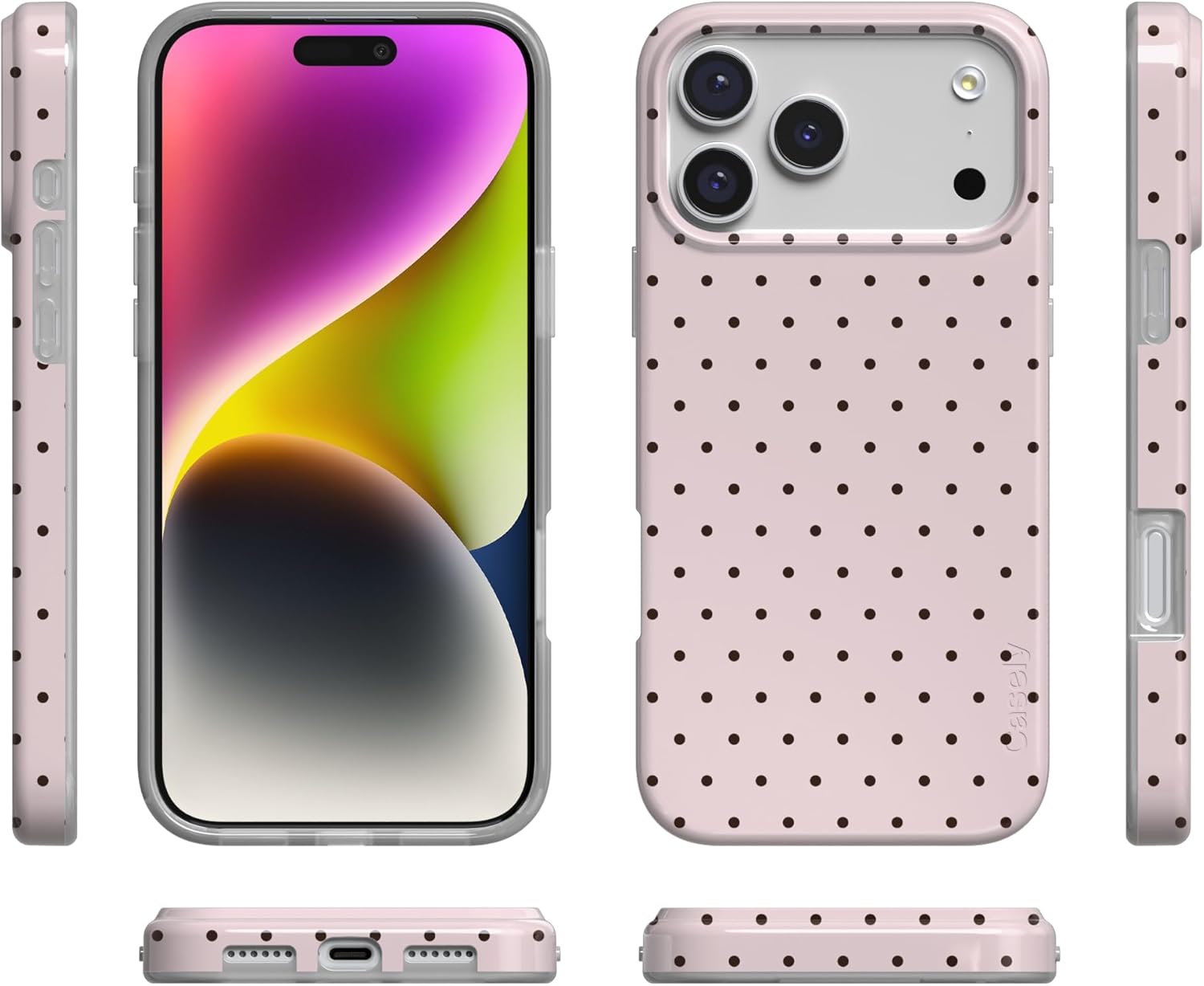 Casely iPhone 17 Pro Max Case | On the Dot | Pink & Brown Polka Dot | Compatible with MagSafe | Classic Ultra Slim Design