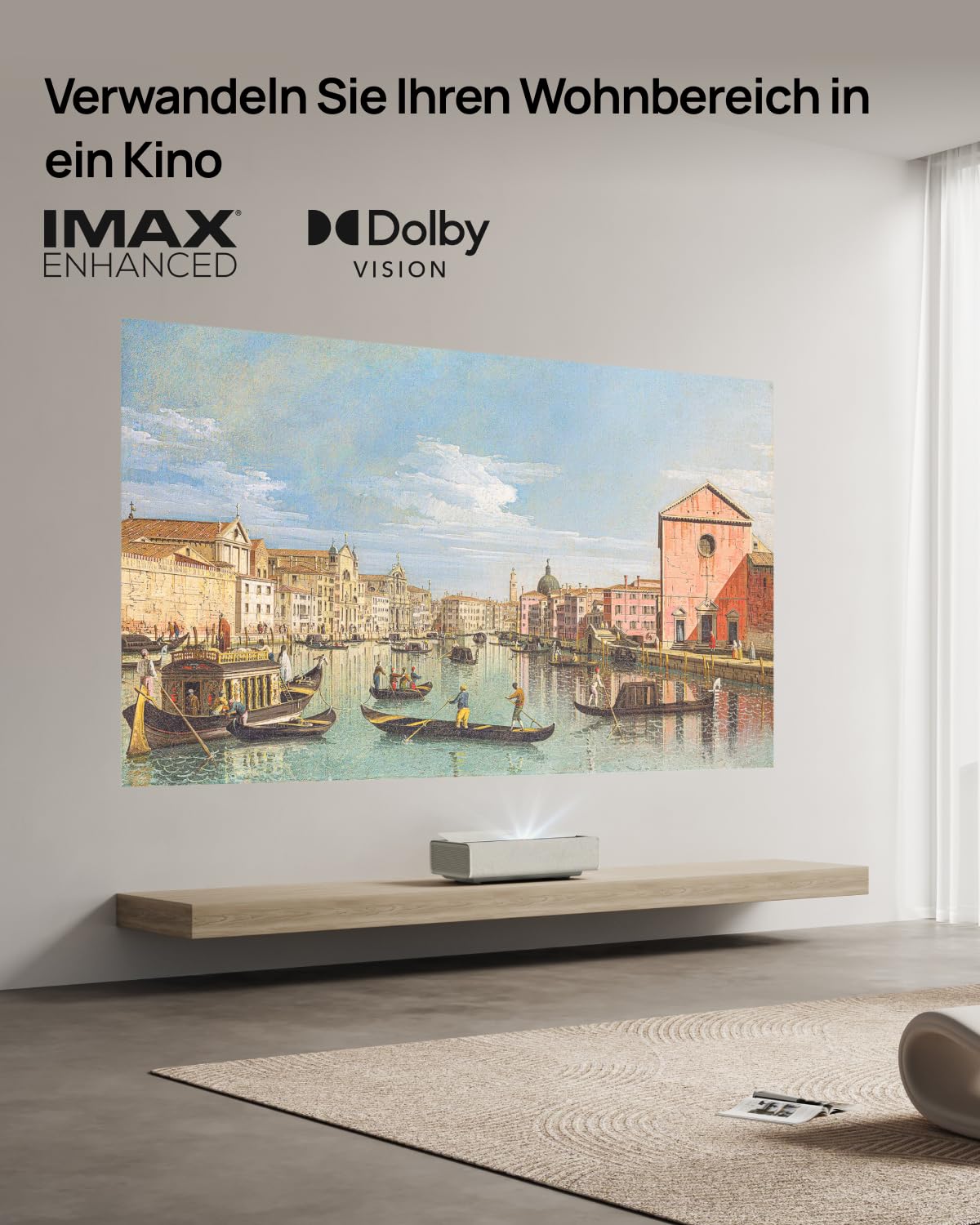 XGIMI Aura 2 4K Ultrakurzdistanz Laser Beamer, 2300 ISO Lumen Projektor | Dolby Vision & IMAX Enhanced, 1.000.000:1 Dynamisches Kontrastverhältnis, 60W Harman Kardon Integrierte Lautsprecher