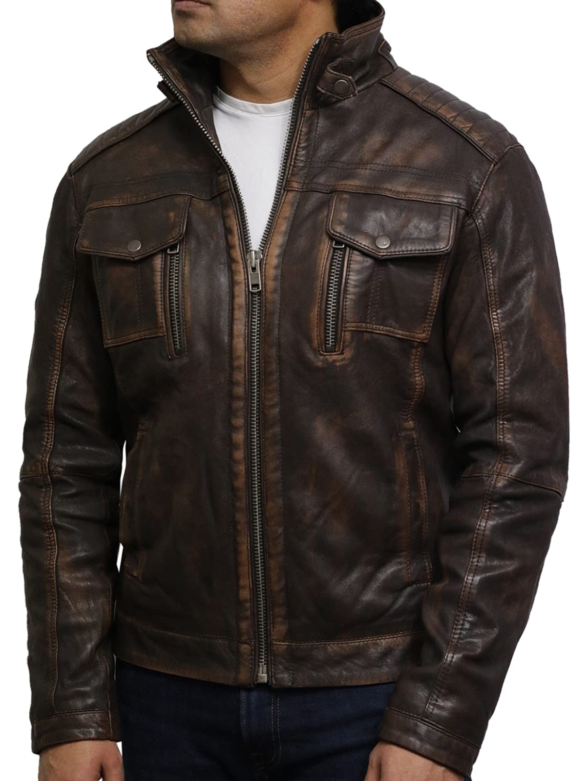 Timberland Schuhe Herren HiFacon Cafe Racer Motorrad-Lederjacke