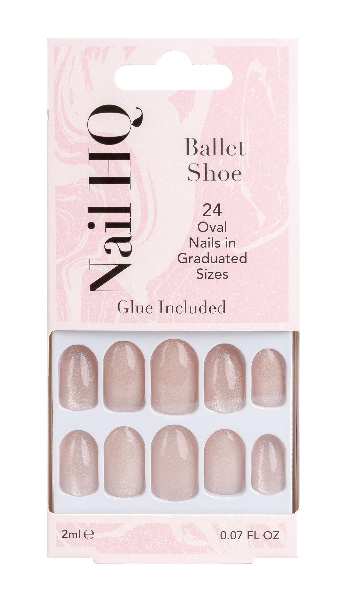Nail HQ Press On Nails – Oval Ballet Shoe Cat Eye Nails, 24 Durable Glossy Finish False Nails for Salon-Quality Manicure at Home
