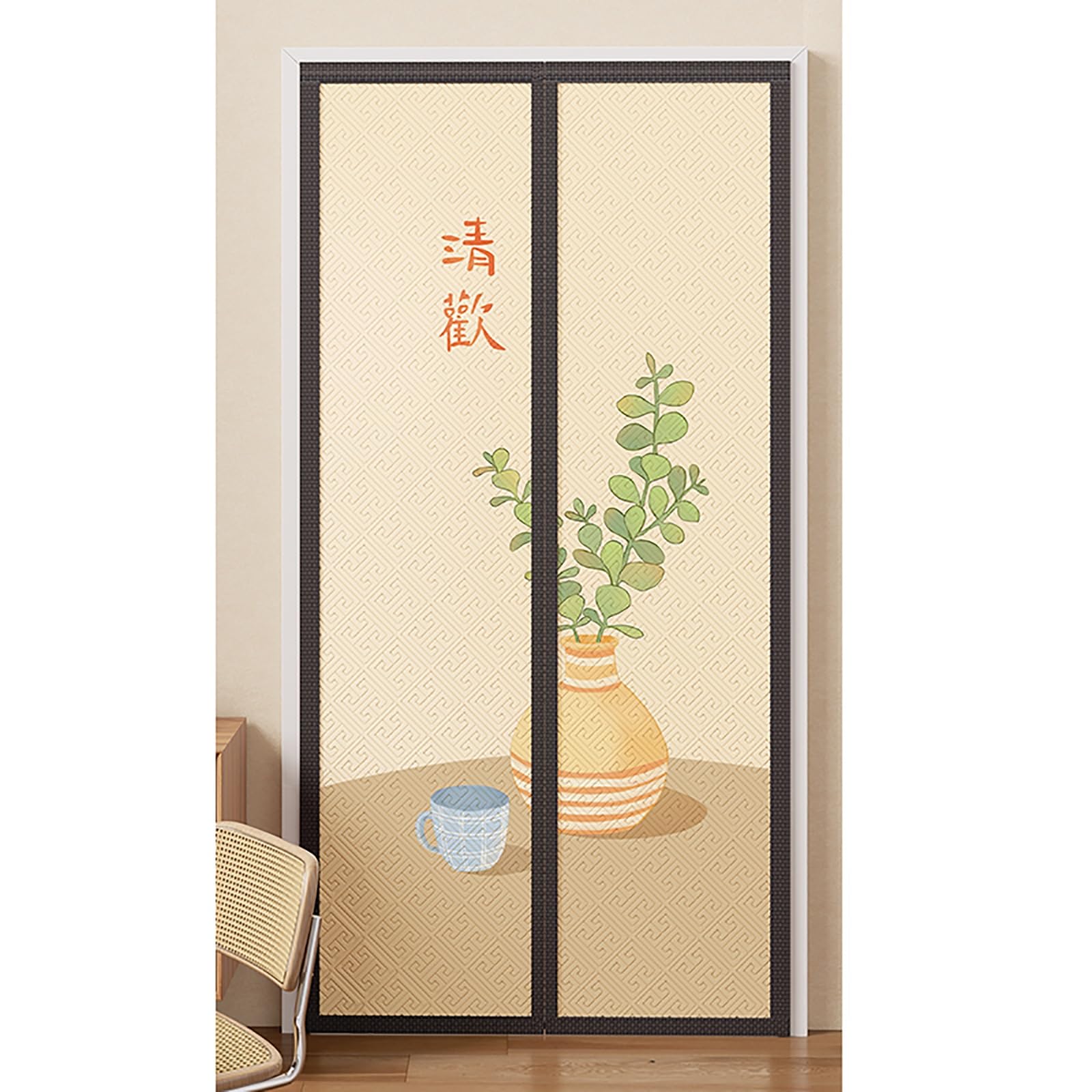 VFDVSWZSA door curtain, Magnetic Thickened to Keep Warm, Soft and Comfortable, With S-shaped Hook, for Indoor Use(Vase,140 * 220cm/55.1 * 86.6in)