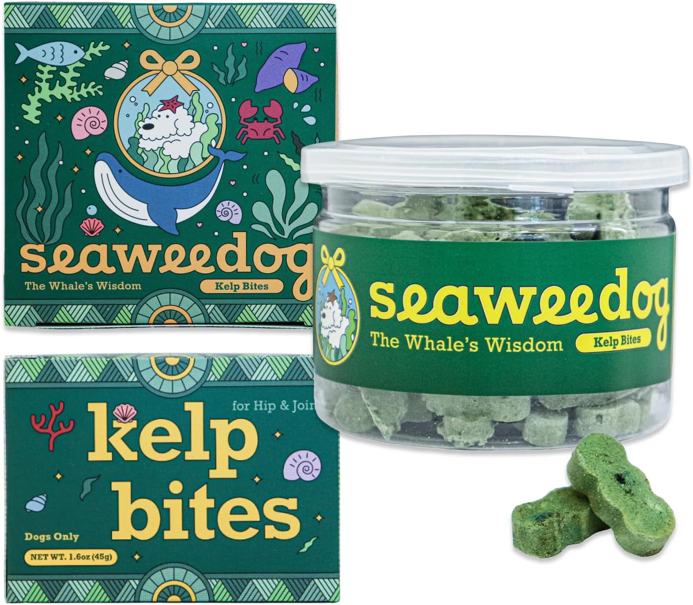 Kelp Hip Joint Supplement, Freeze Dried Vegan Bites, for Active and Senior Dogs