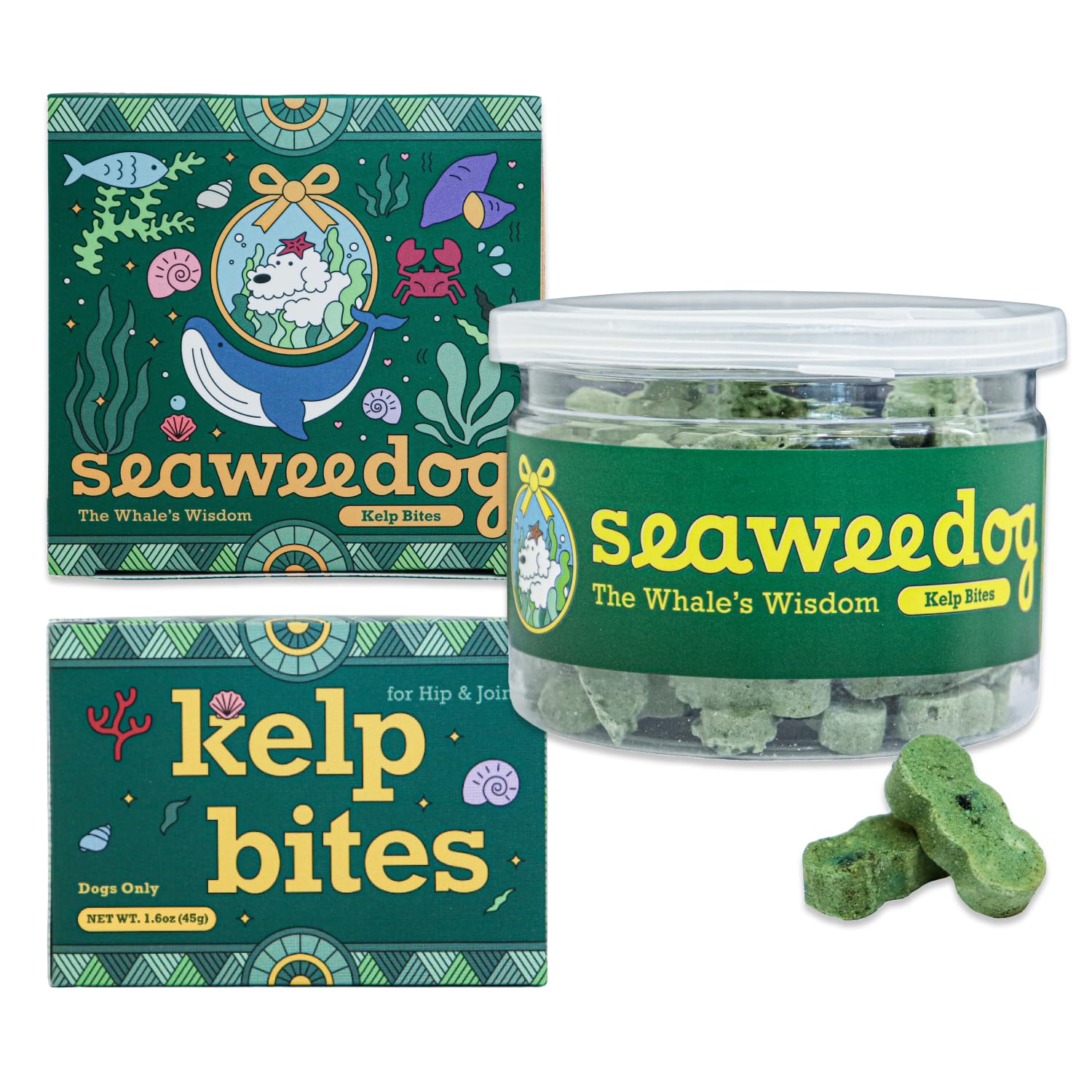 Kelp Hip Joint Supplement, Freeze Dried Vegan Bites, for Active and Senior Dogs