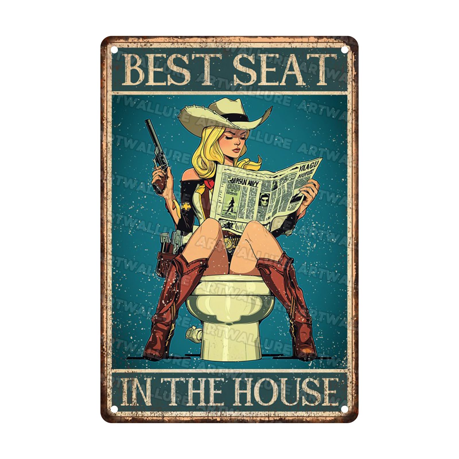 Vintage Cowgirl Best Seat Metal Tin Sign Rustic Wall Decor Retro Cafe Office Bar Western Home Art Farmhouse Poster 8x12inch