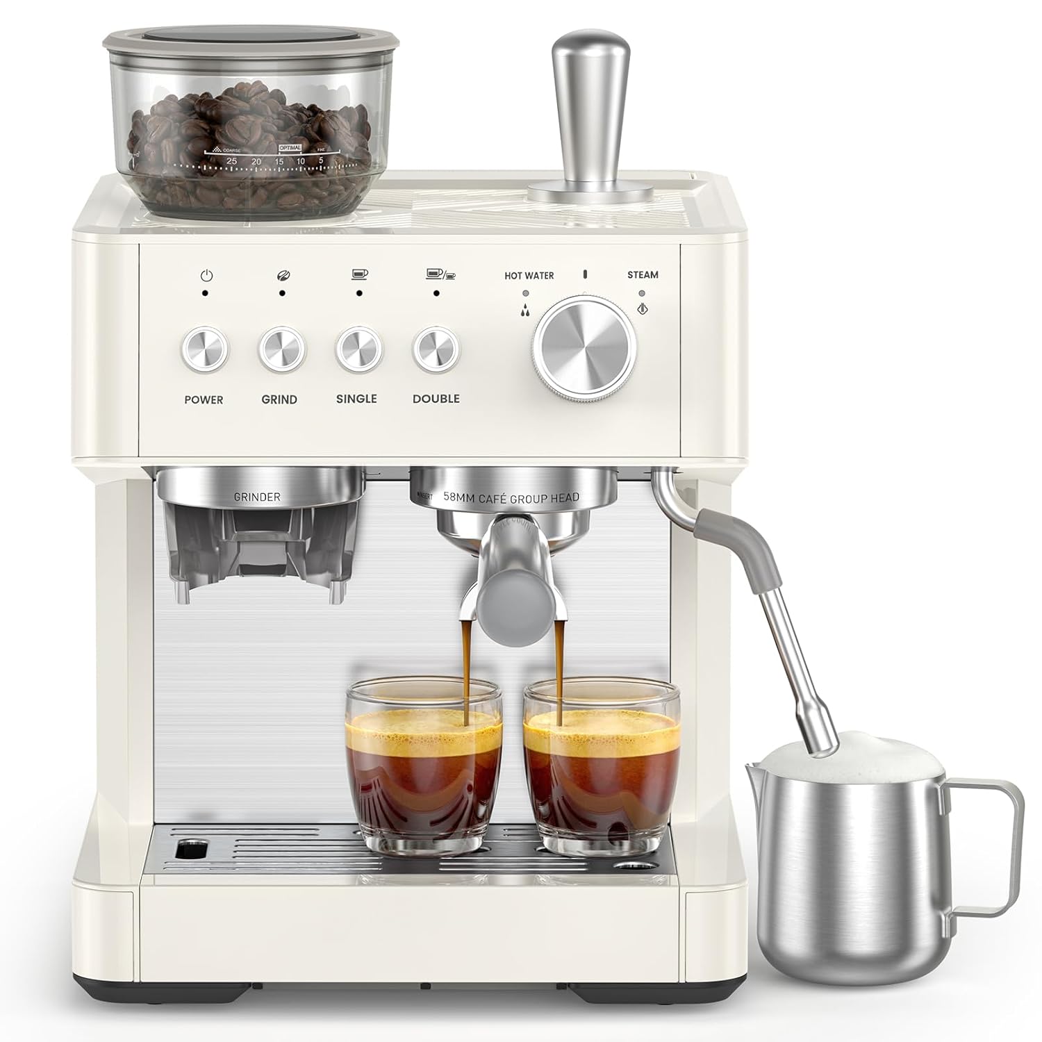 COWSAR Expresso Coffee Machines, 15-Bar Espresso Machine with Grinder, Milk Frother/Steam Wand & Tamping Tools for Cappuccino & Latte