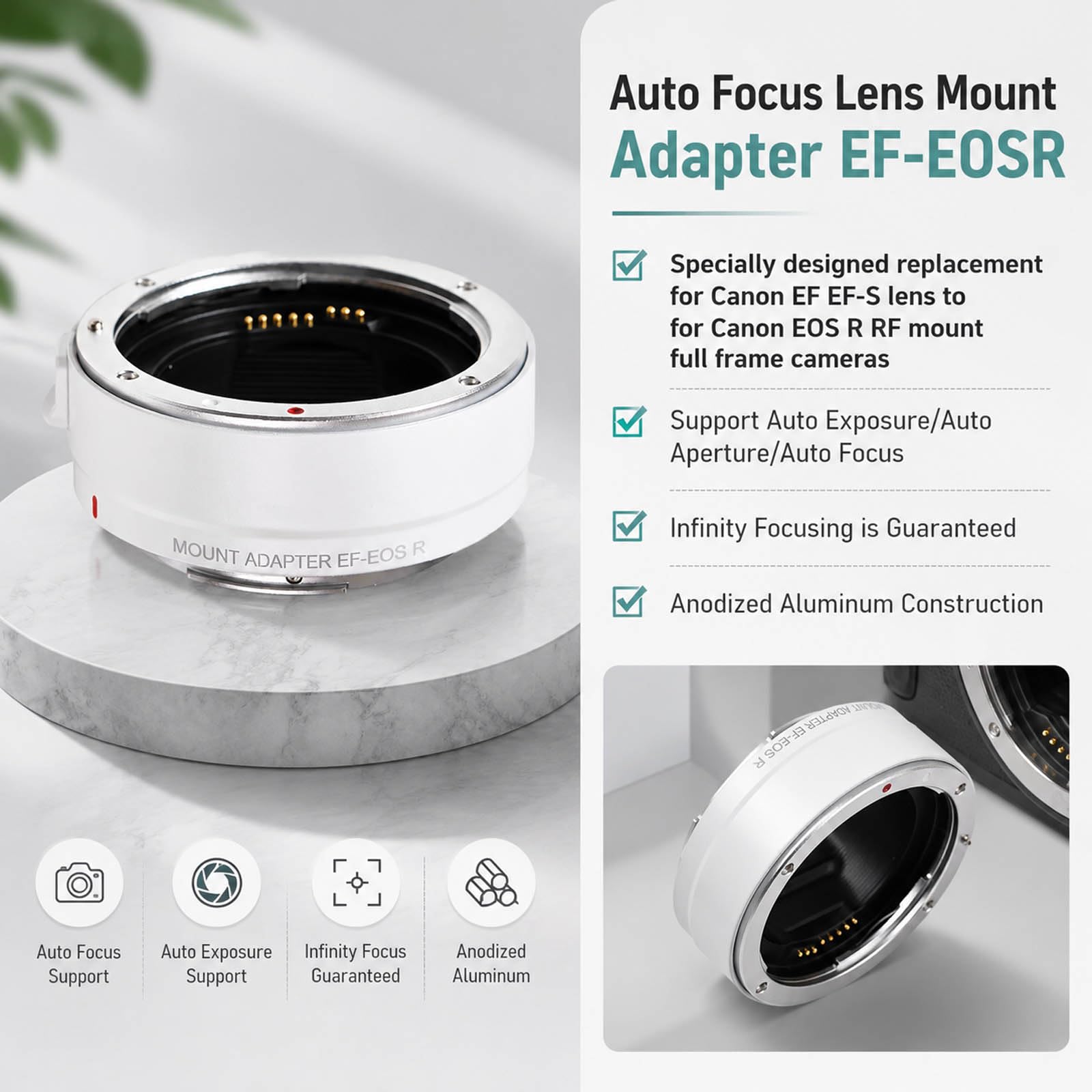 EF-EOS R Objektivadapter Autofokus Elektronische Blendensteuerung geeignet für Canon EF/EF-S auf EOS R RF Mount Kamera