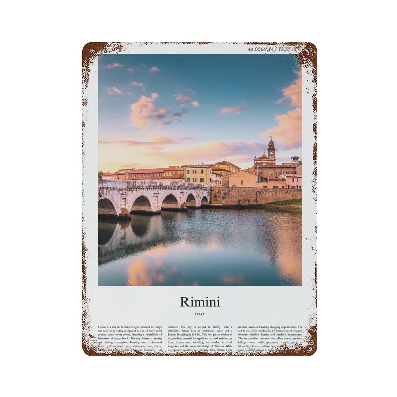 xiaoxiaoshen Rimini, Italy City Scenery Wall Decor Art Metal Tin Poster Modern Home Decor Art Home Bar Shop Decorations Vintage Sign 40x30cm