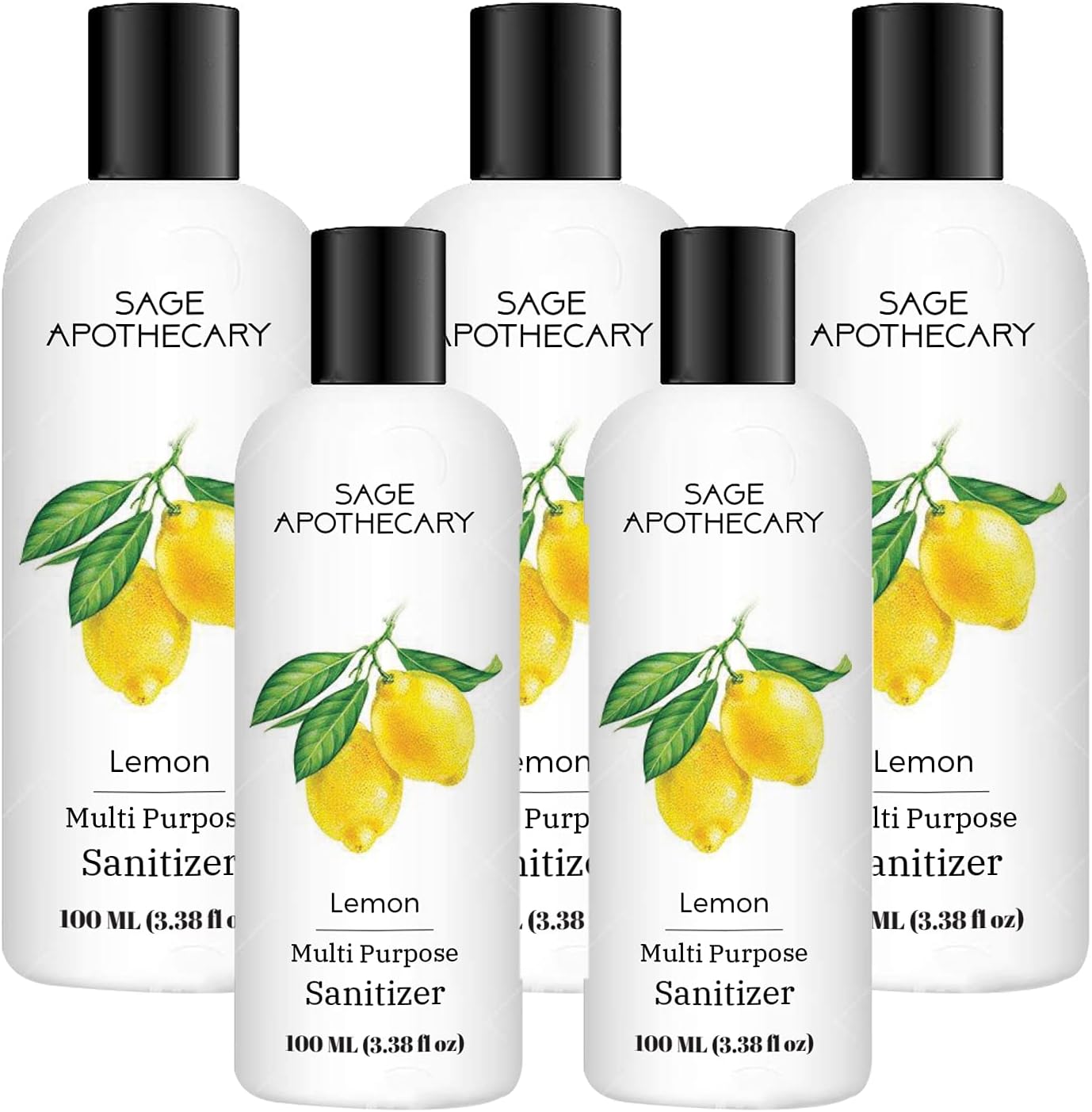 Sage Apothecary Lemon Multi Purpose Sanitizer for Hand, 100ml (Pack of 5)