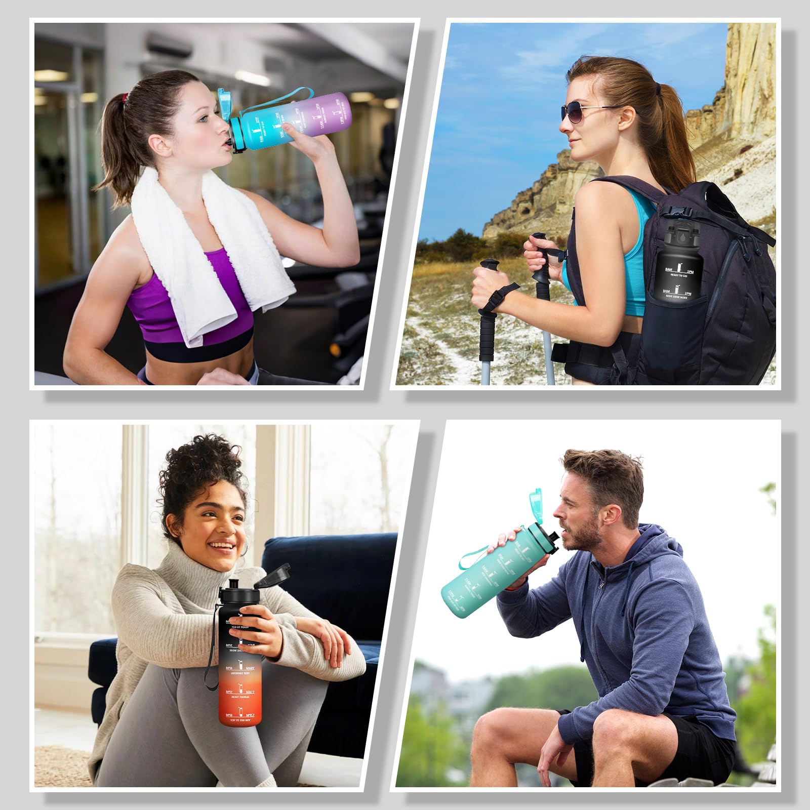 Motswedi Borraccia 1 litro,Riutilizzabile, Borraccia Motivazionale, a Prova di Perdite, Bottiglia Acqua, Senza BPA, Borracce, per Sport, Ciclismo, Palestra, Ufficio, Running, Nero Rosso